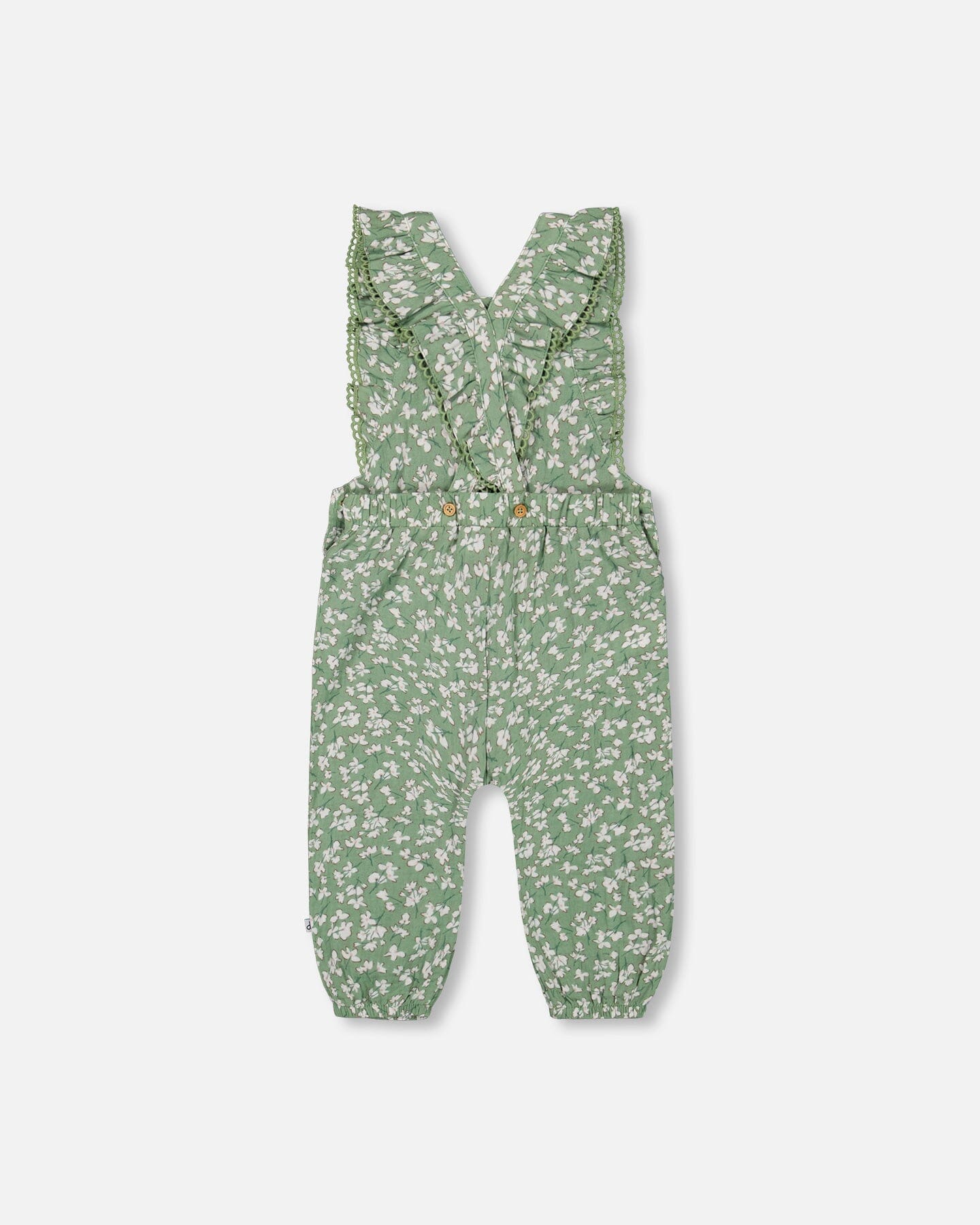 Muslin Printed Overall Green Jasmine Flower Print