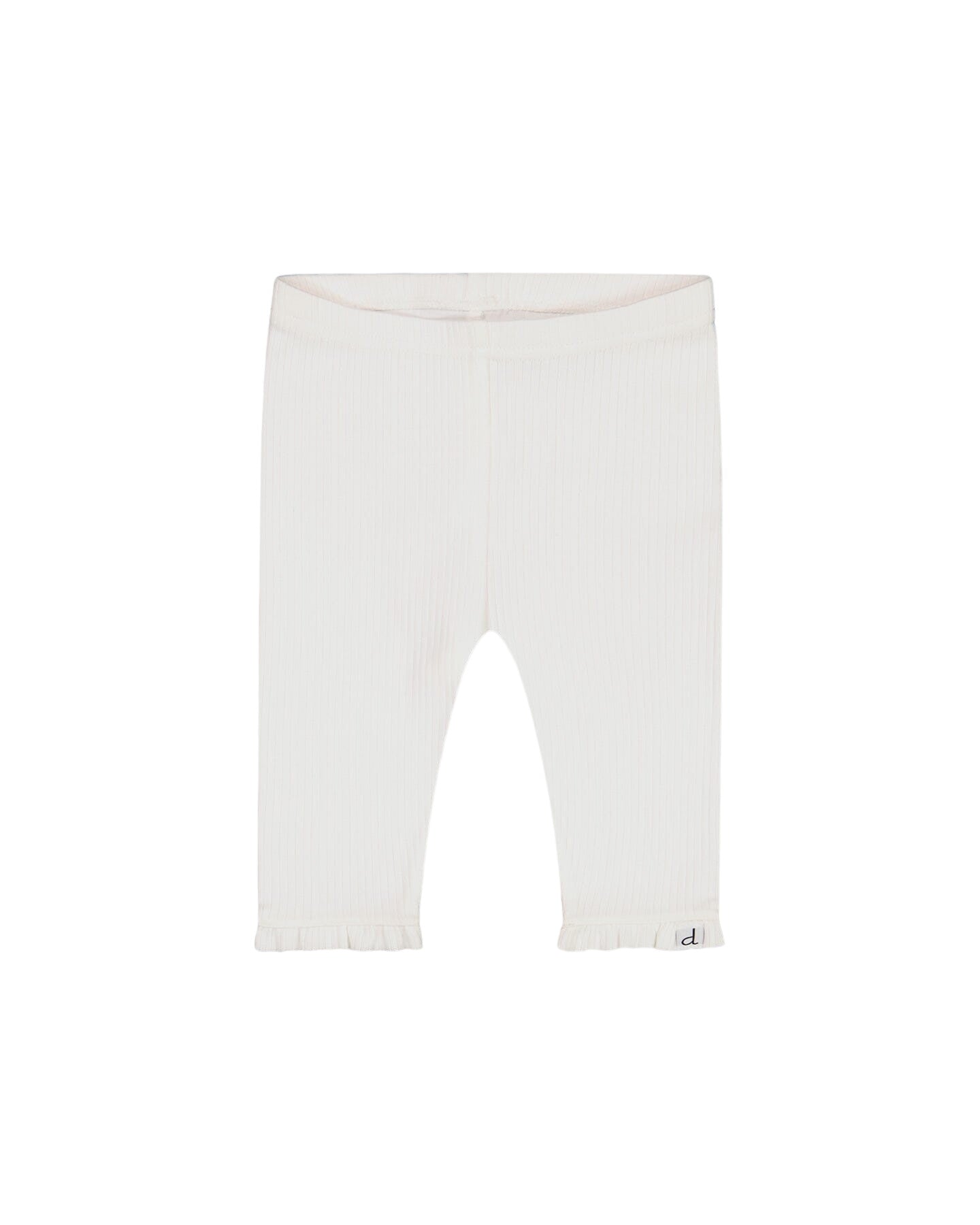 Rib Capri Legging With Frill Off White