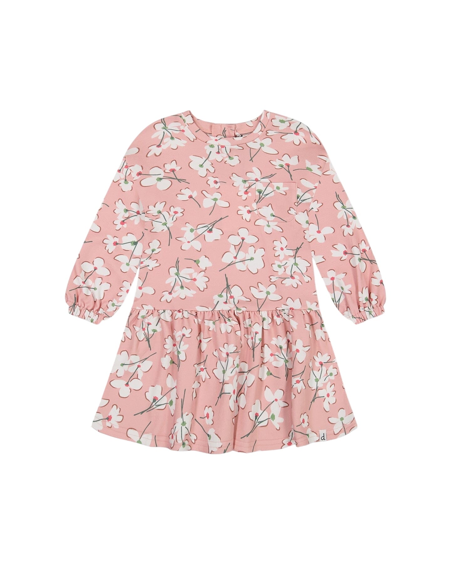 French Terry Dress Pink Jasmine Flower Print