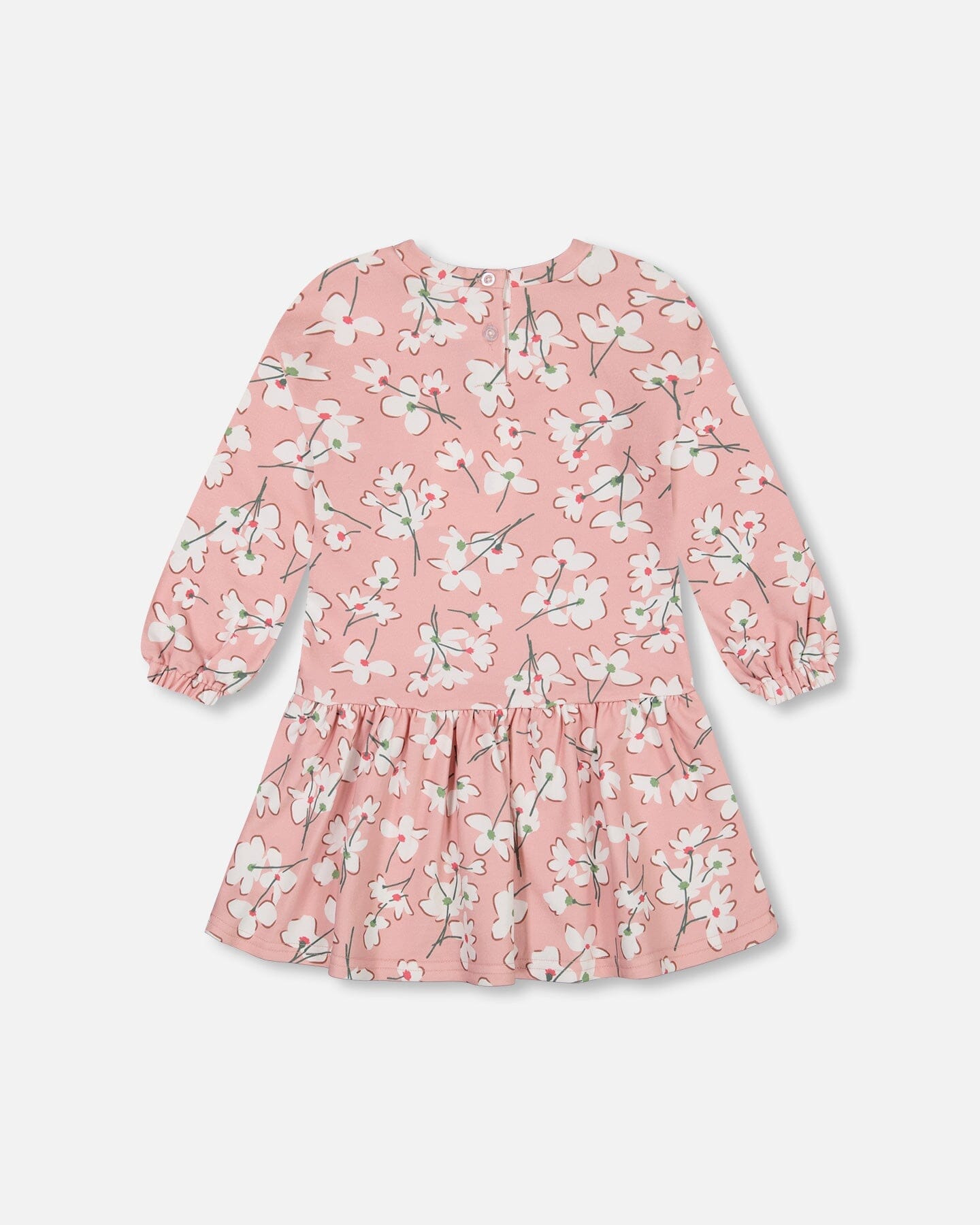 French Terry Dress Pink Jasmine Flower Print