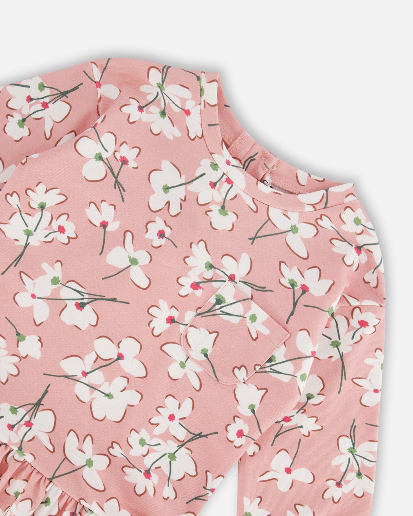 French Terry Dress Pink Jasmine Flower Print