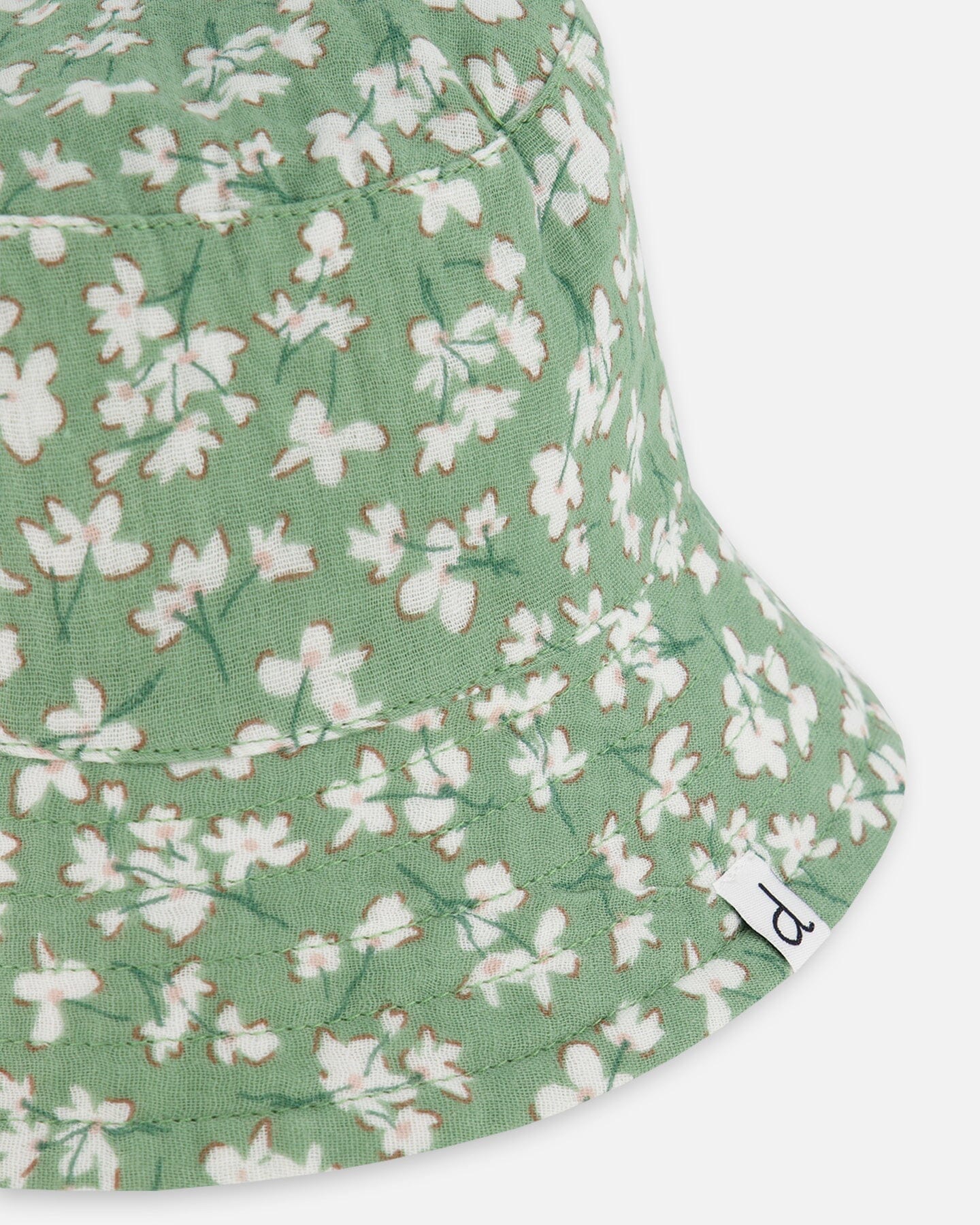 Muslin Bucket Hat Green Jasmine Flower Print