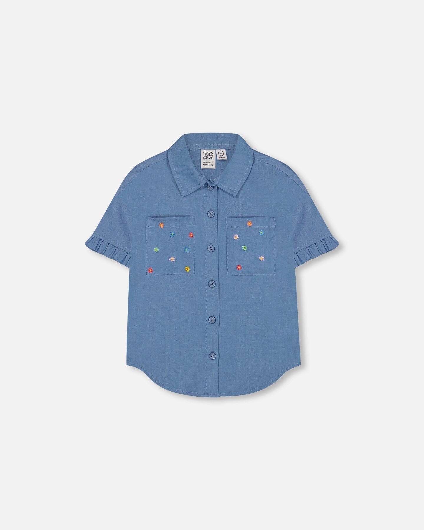 Chambray Shirt With Embroidered Flowers