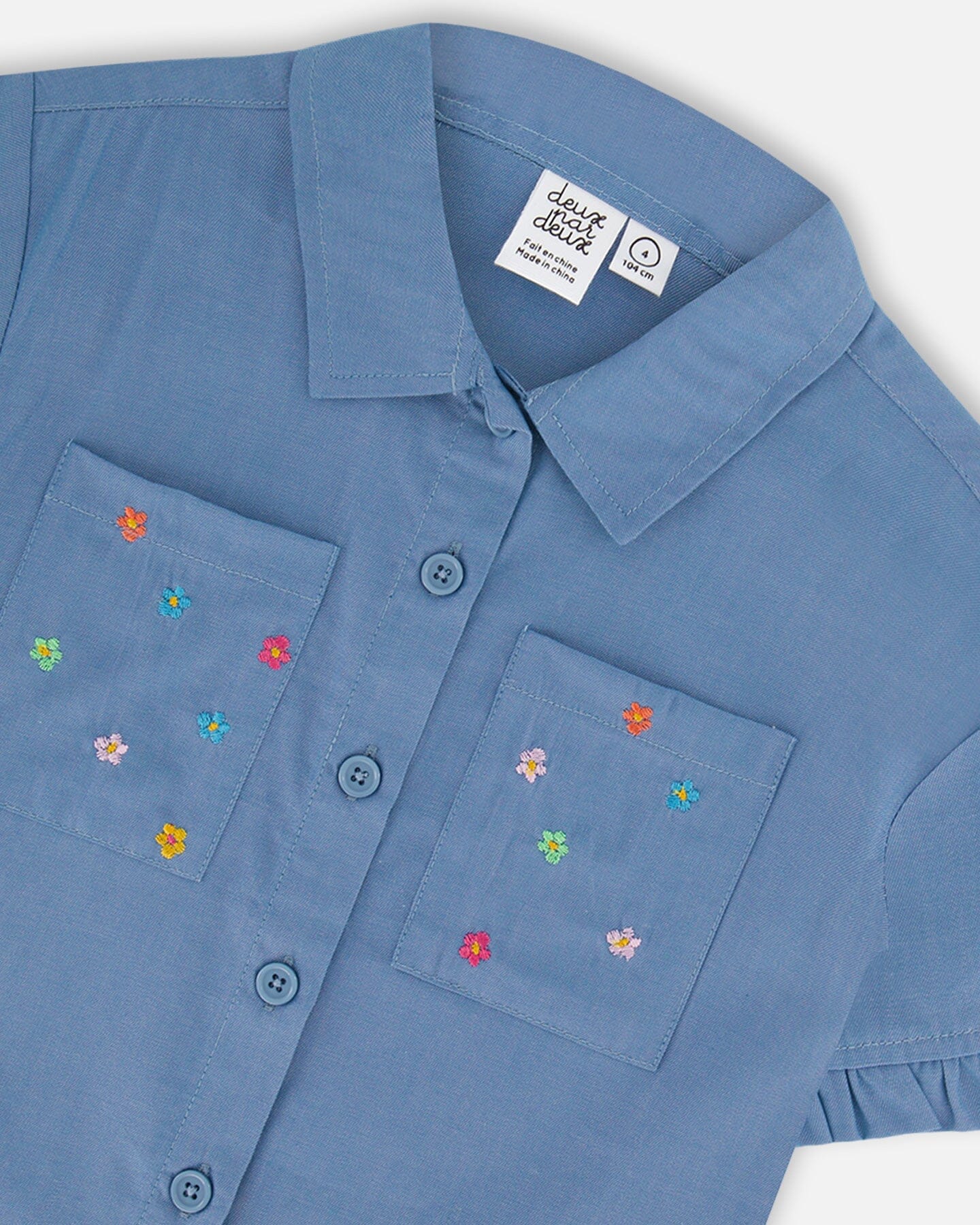 Chambray Shirt With Embroidered Flowers