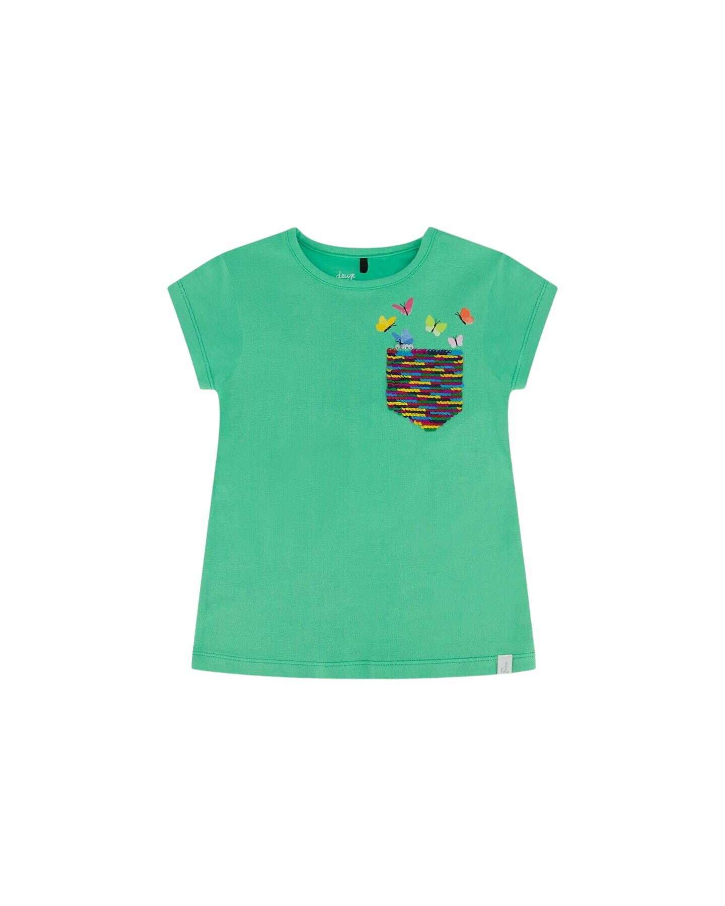 Organic Jersey Top With Print And Sequins Spring Green