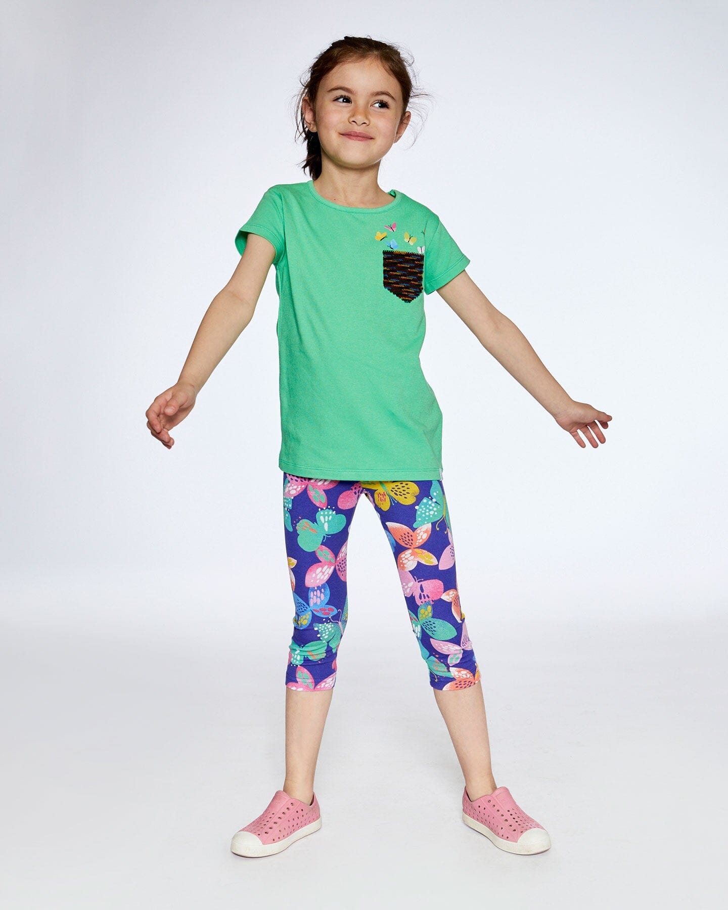 Organic Jersey Top With Print And Sequins Spring Green