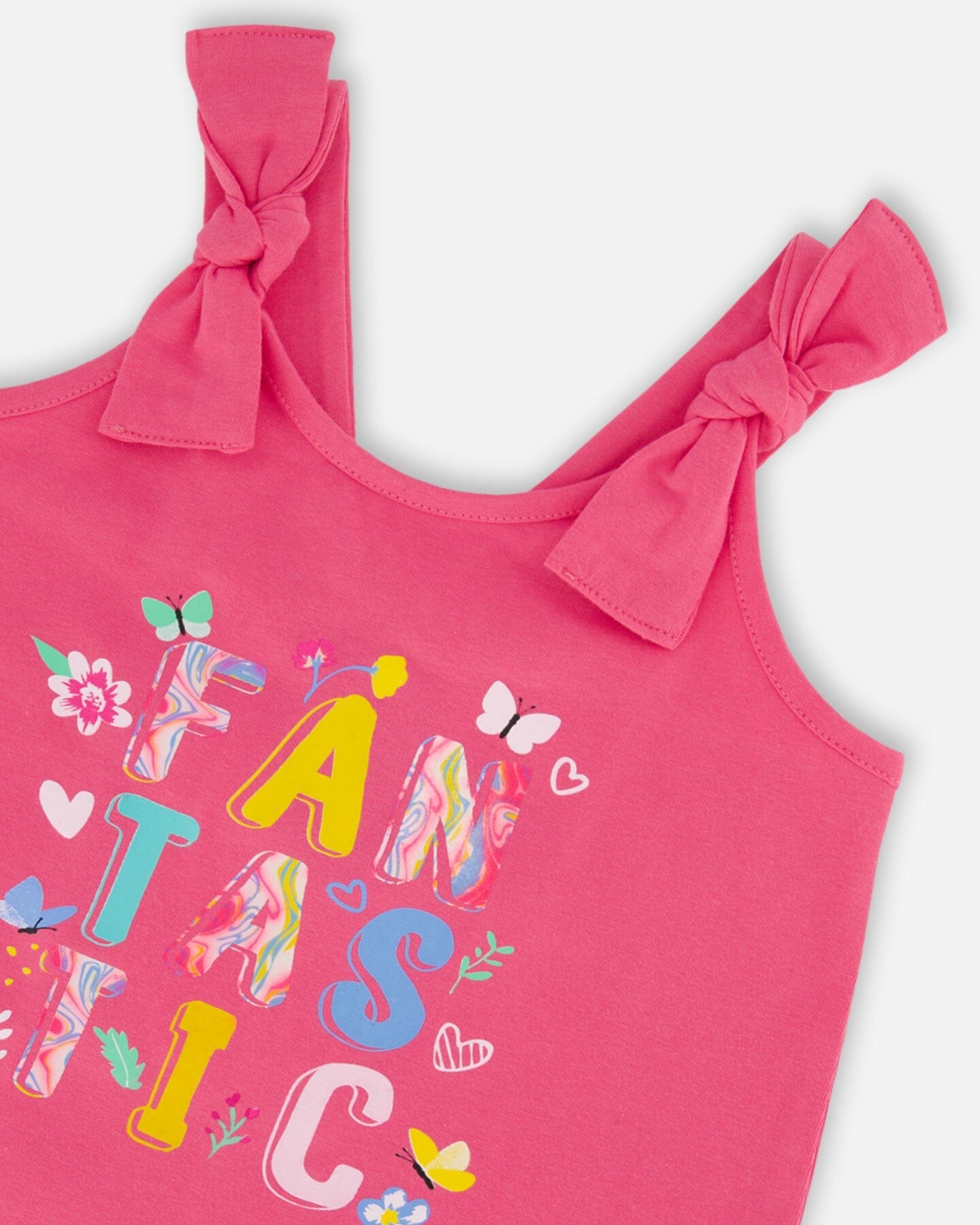 Organic Cotton Tank Top With Print Candy Pink