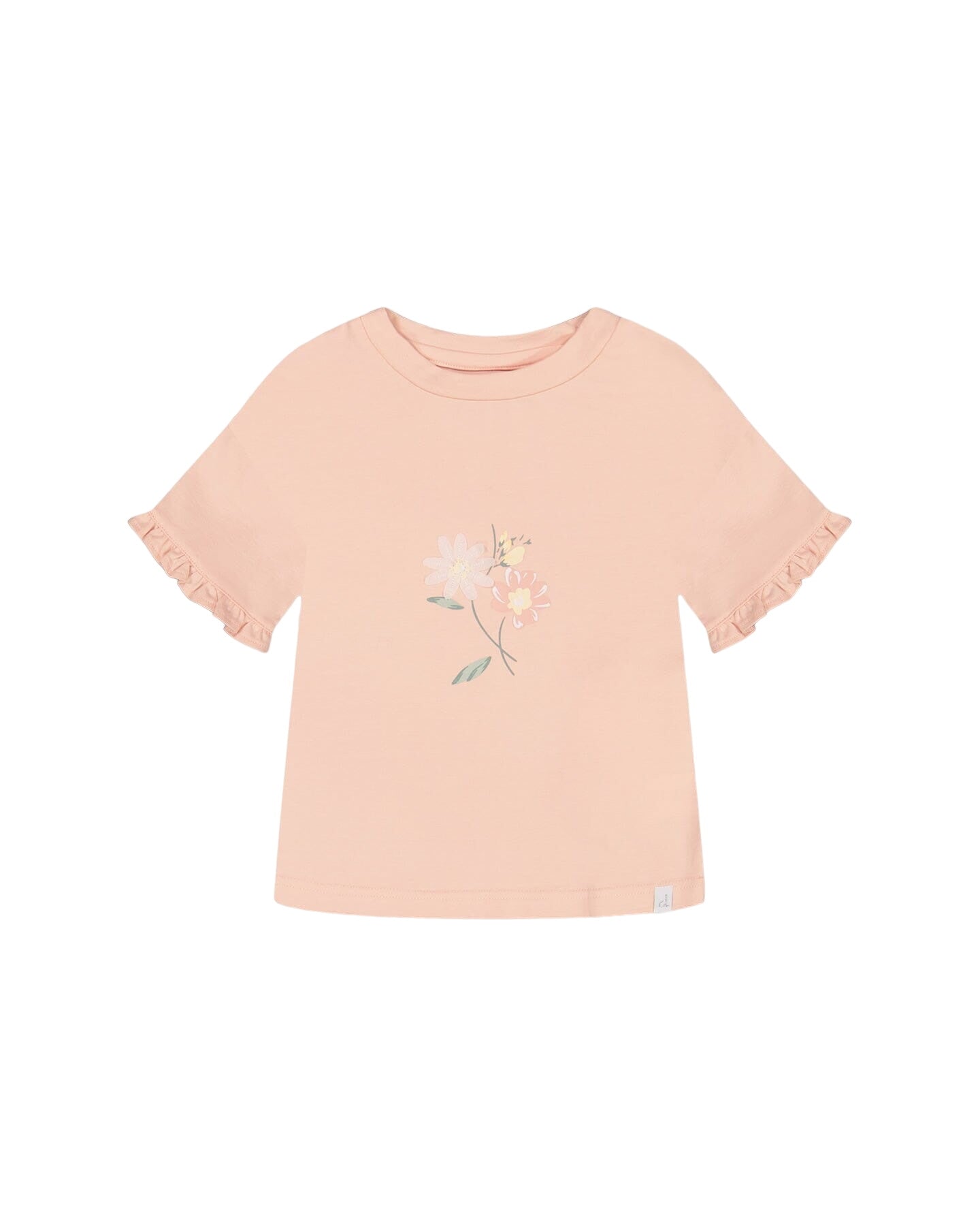 Organic Cotton Top With Print And Frills Blush Pink