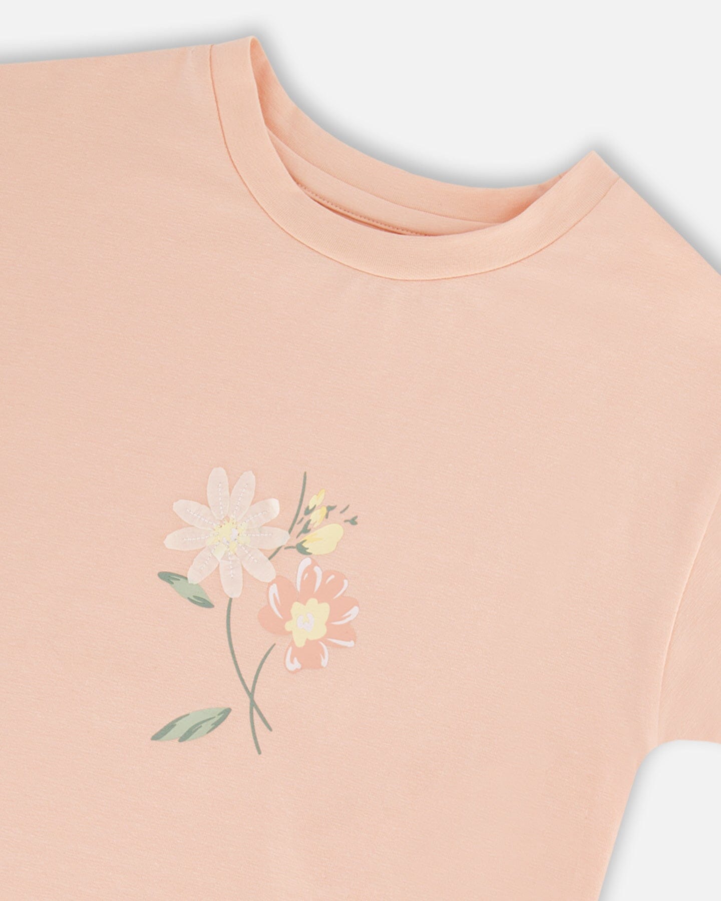 Organic Cotton Top With Print And Frills Blush Pink