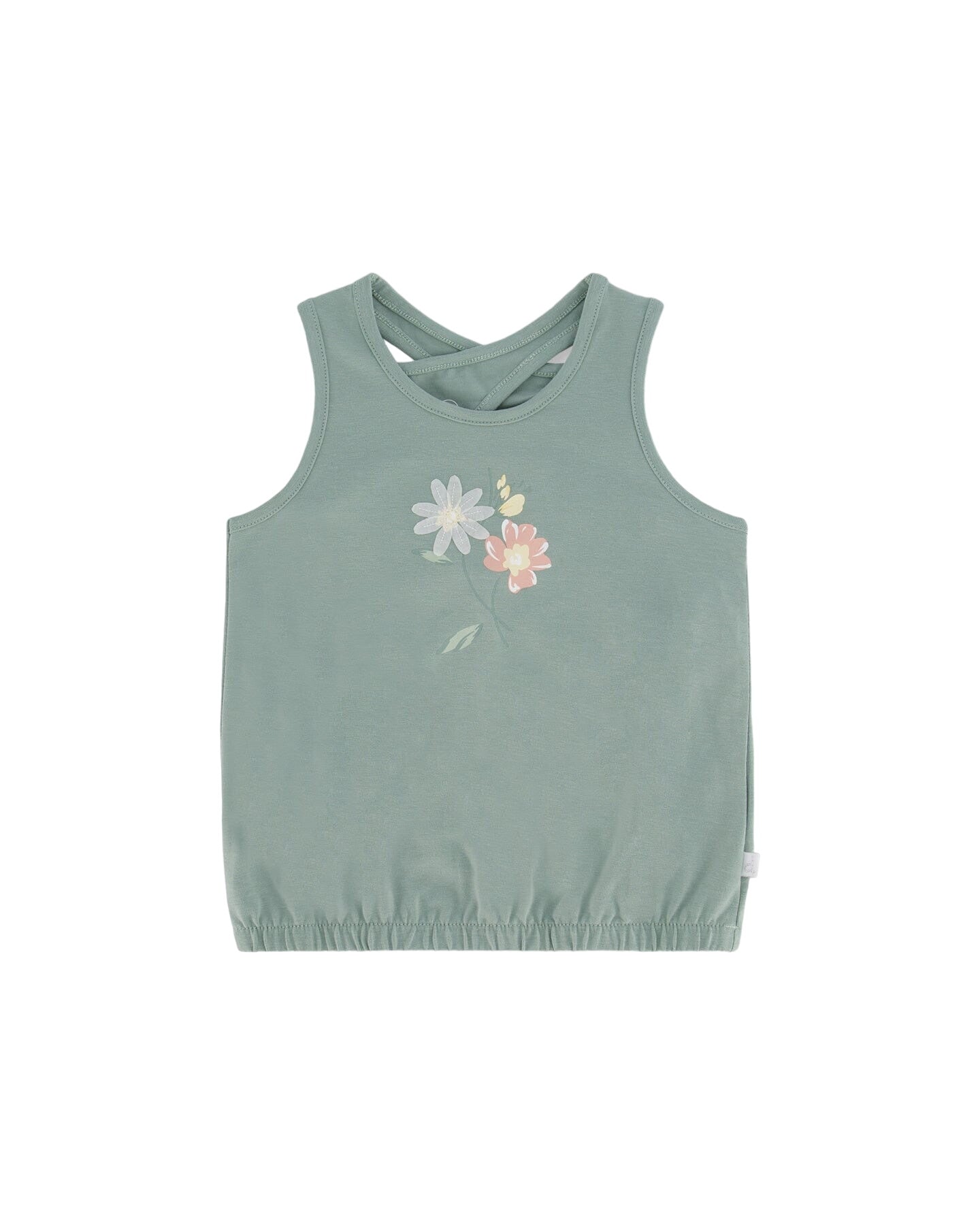 Organic Cotton Tank Top With Print Olive Green