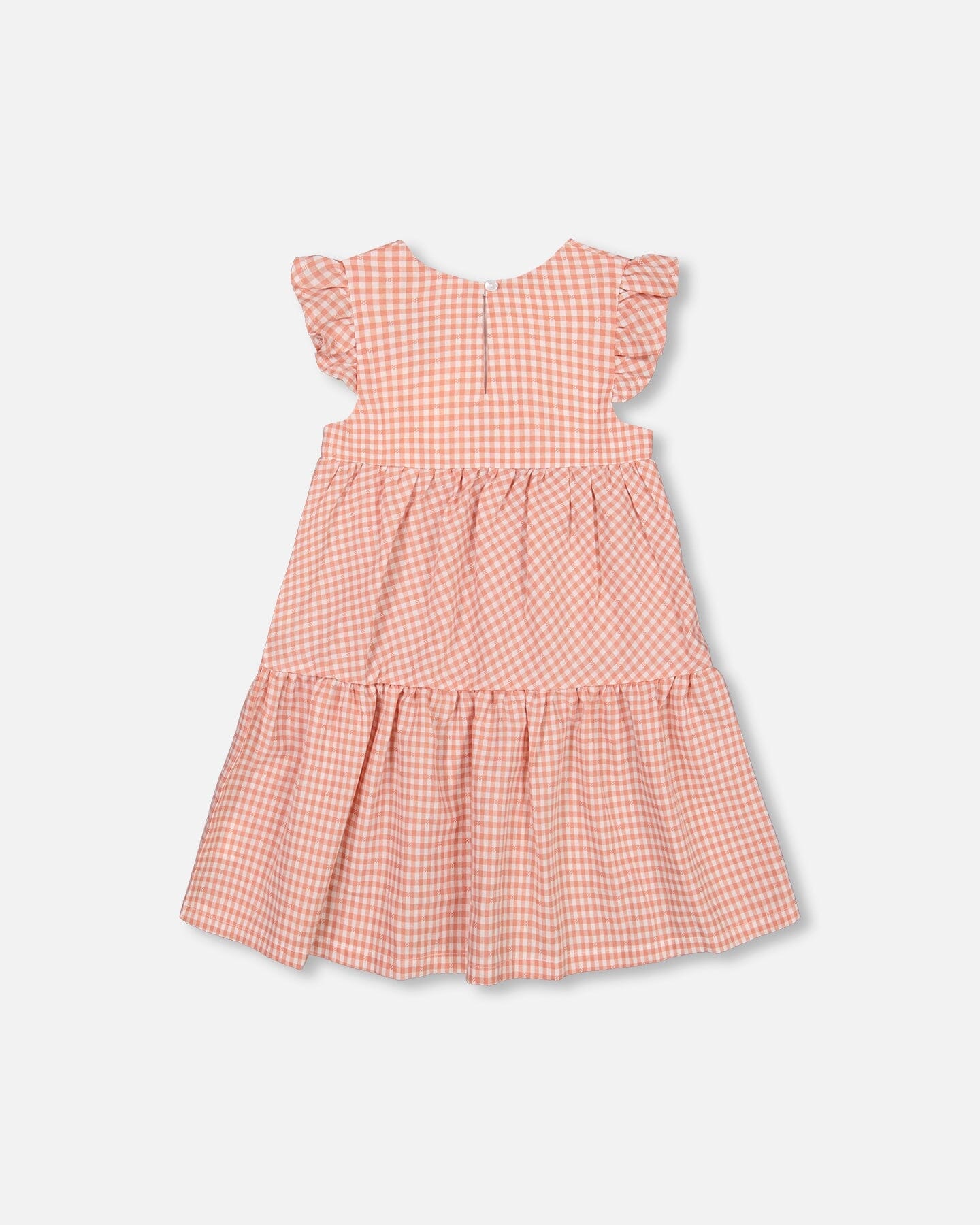 Peasant Dress With Frill Sleeves Vichy Dusty Rose