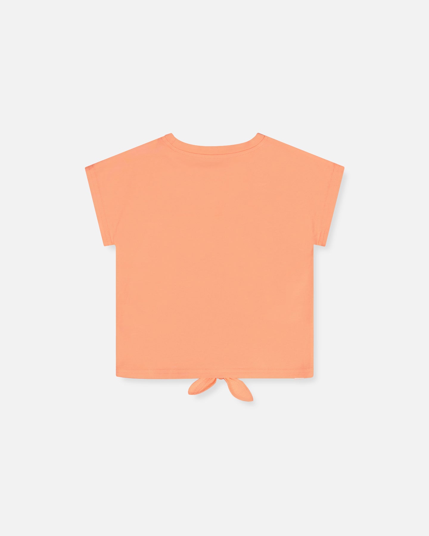 Organic Cotton Top With Print And Knot Salmon Orange