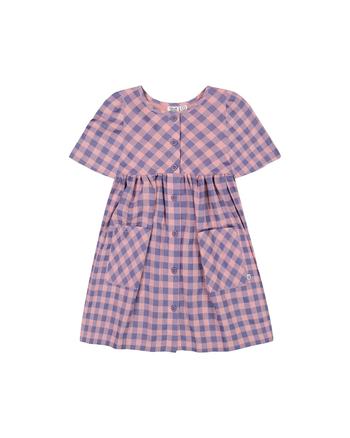 Button Front Dress With Pockets Plaid Pink And Blue