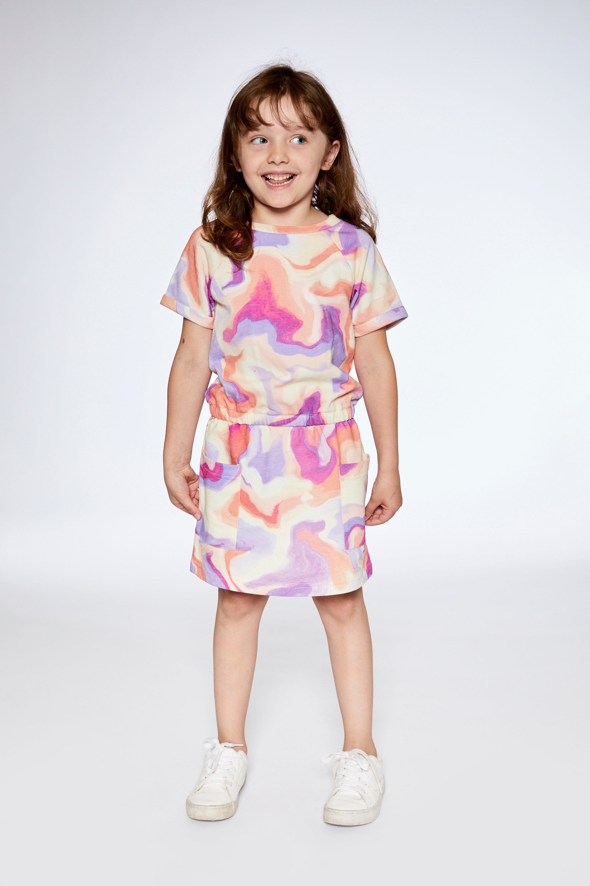 French Terry Dress Multico Swirl Print