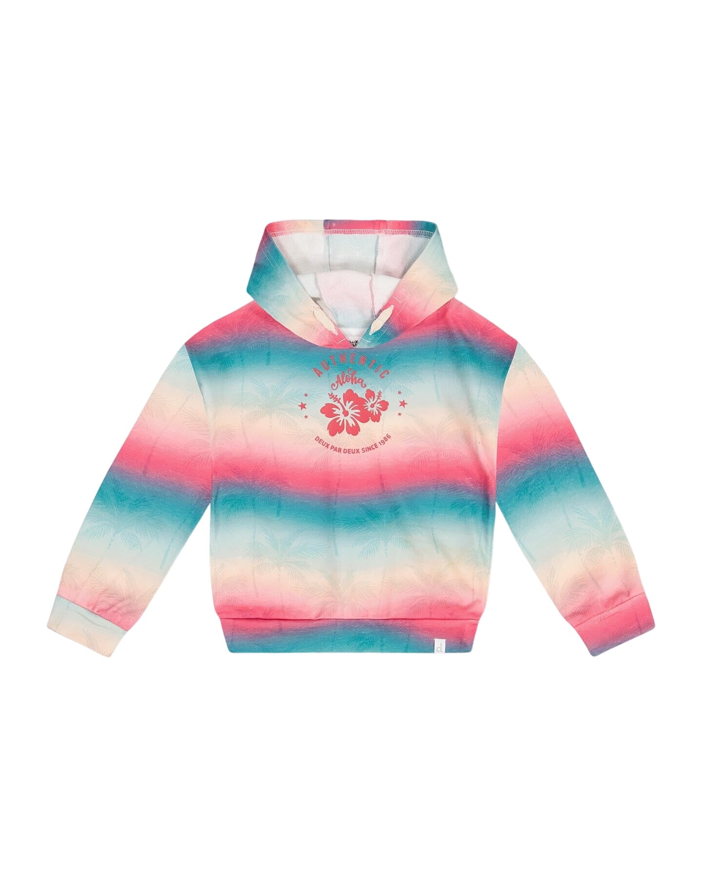 French Terry Hooded Sweatshirt Printed Tie Dye Waves