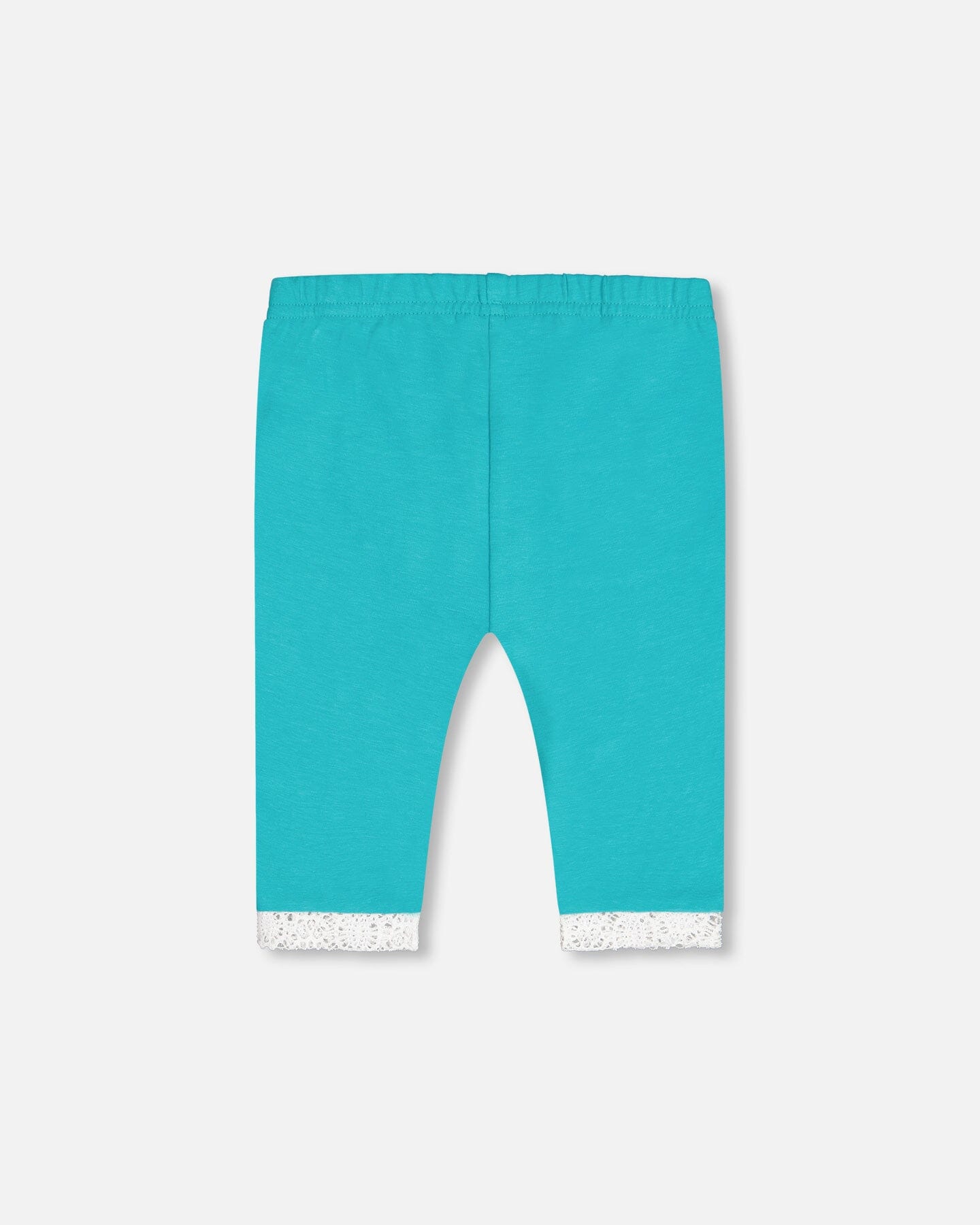 Organic Cotton Short Leggings With Crochet Trim Turquoise