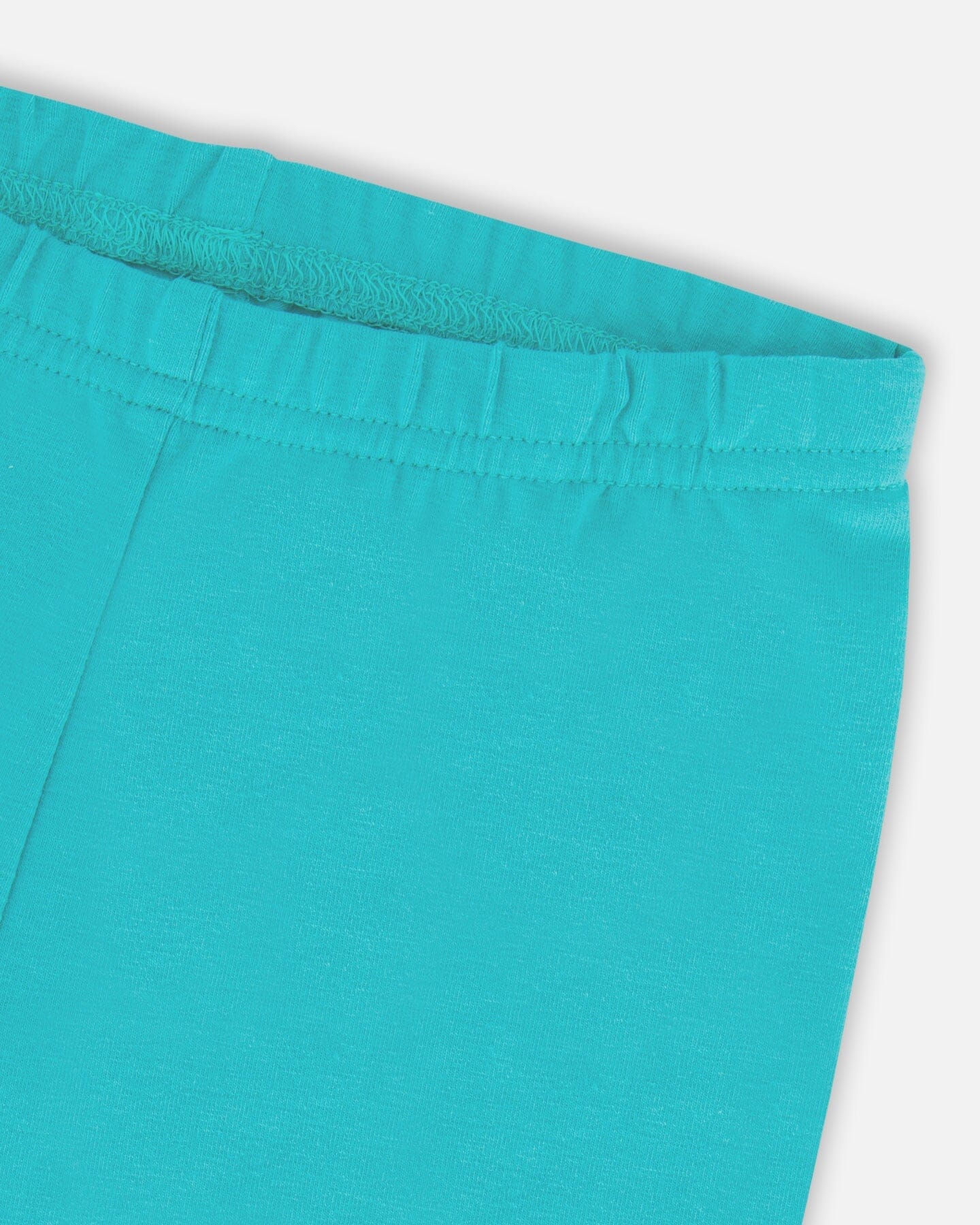 Organic Cotton Short Leggings With Crochet Trim Turquoise