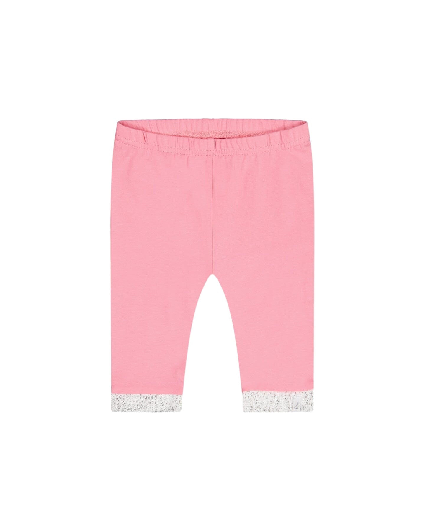 Organic Cotton Short Leggings With Crochet Trim Bubble Gum Pink