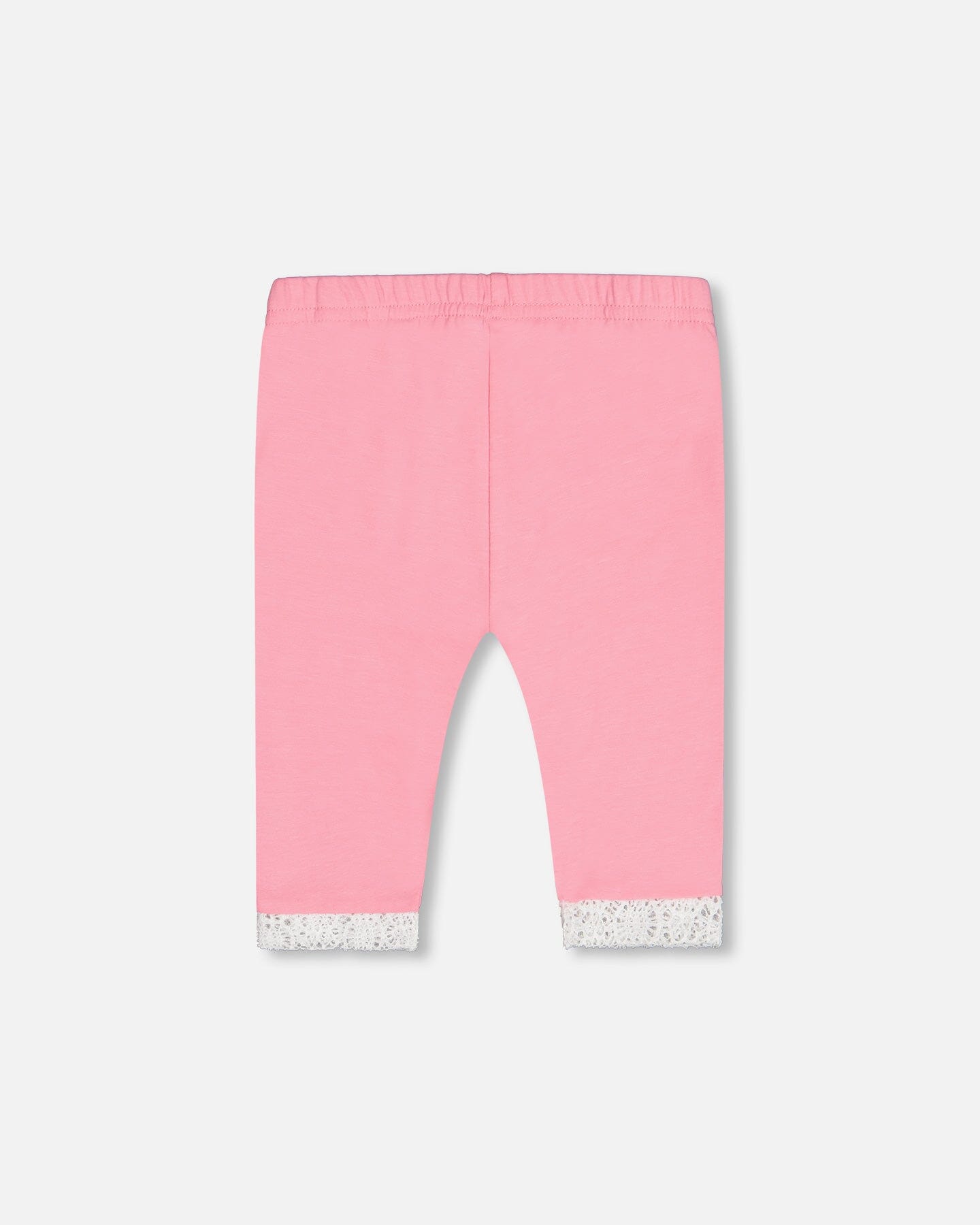 Organic Cotton Short Leggings With Crochet Trim Bubble Gum Pink