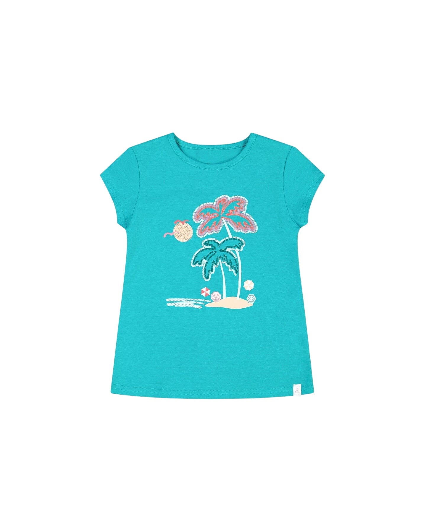 Organic Cotton Tee With Print Turquoise