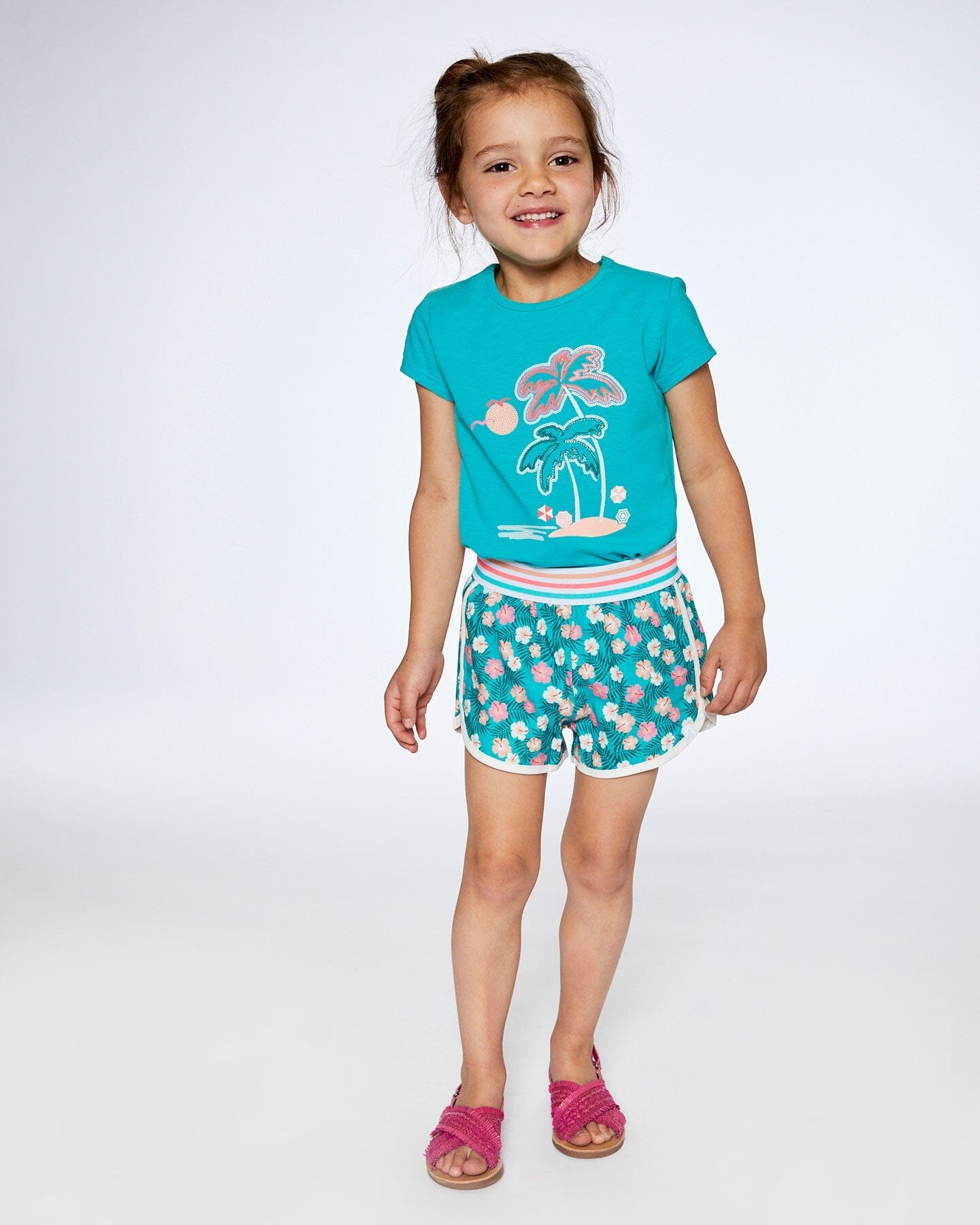 Organic Cotton Tee With Print Turquoise