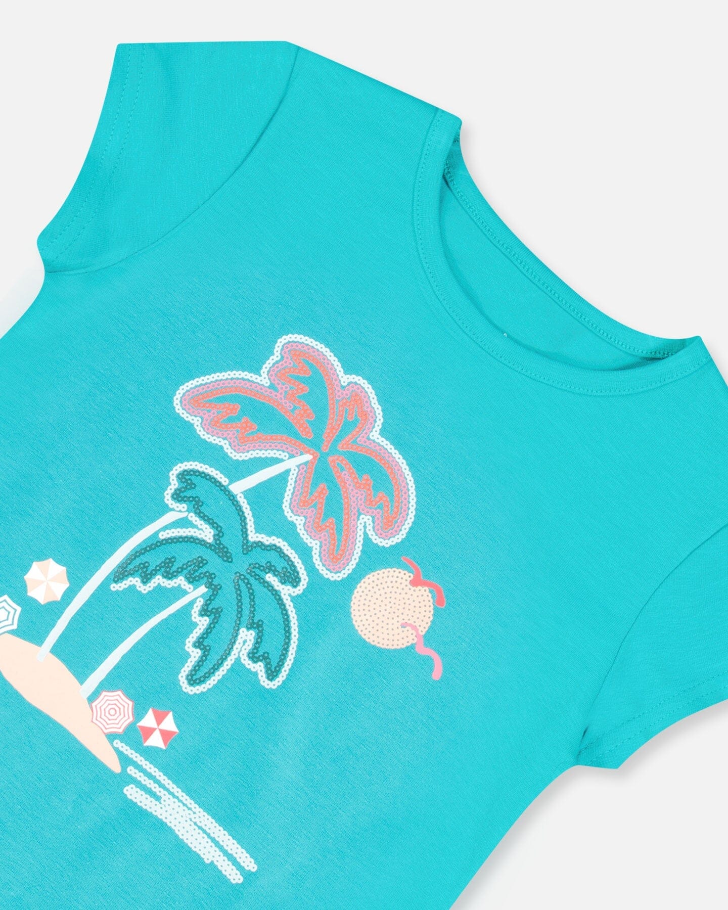 Organic Cotton Tee With Print Turquoise