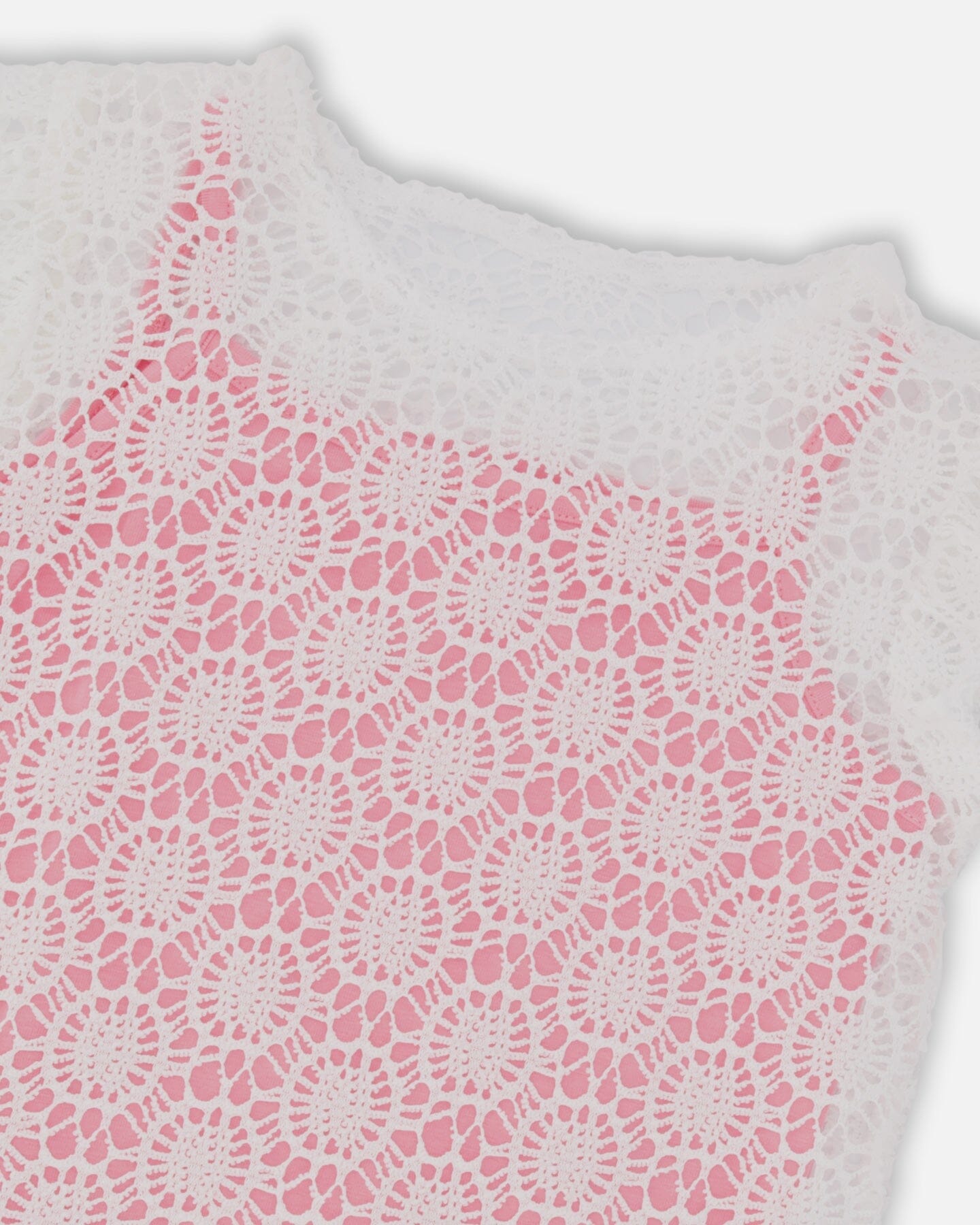 Crochet Top With Contrast Tank Pink