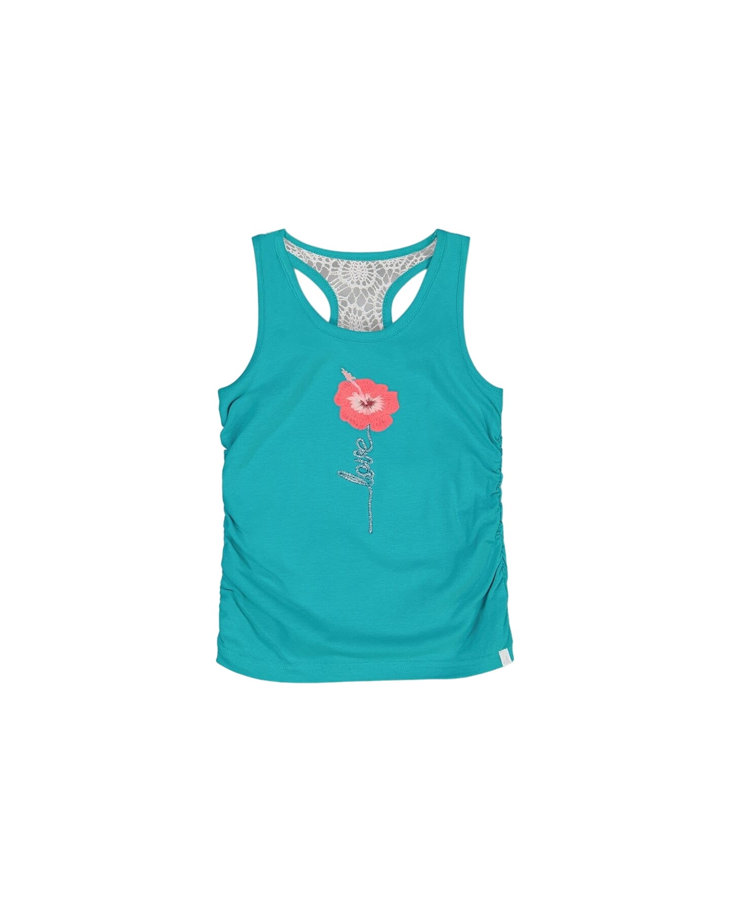 Organic Cotton Gathered Tank Top Turquoise