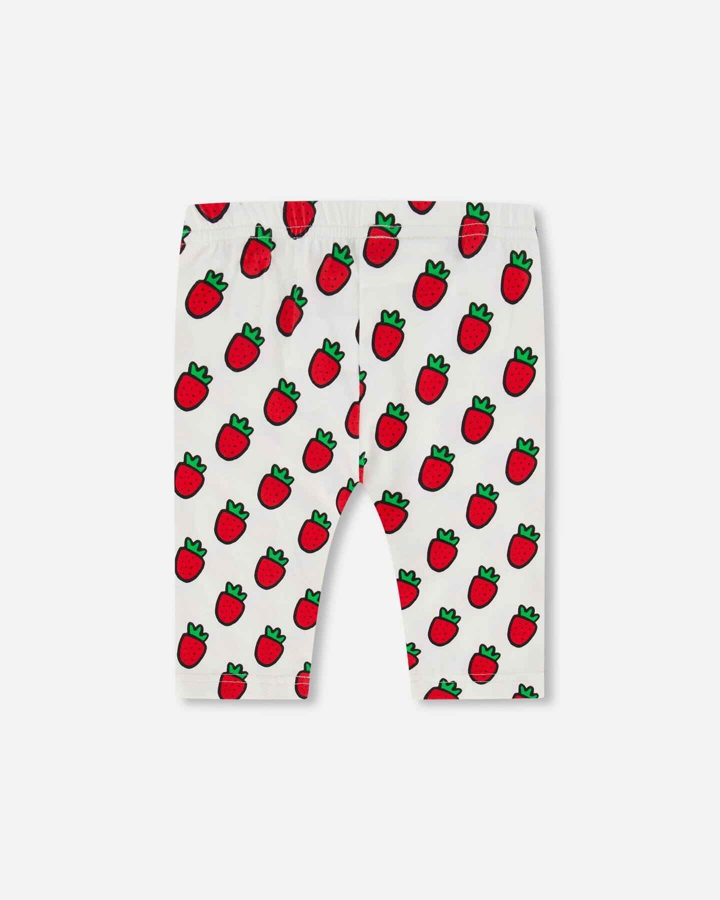 Organic Cotton Short Leggings White Printed Pop Strawberry