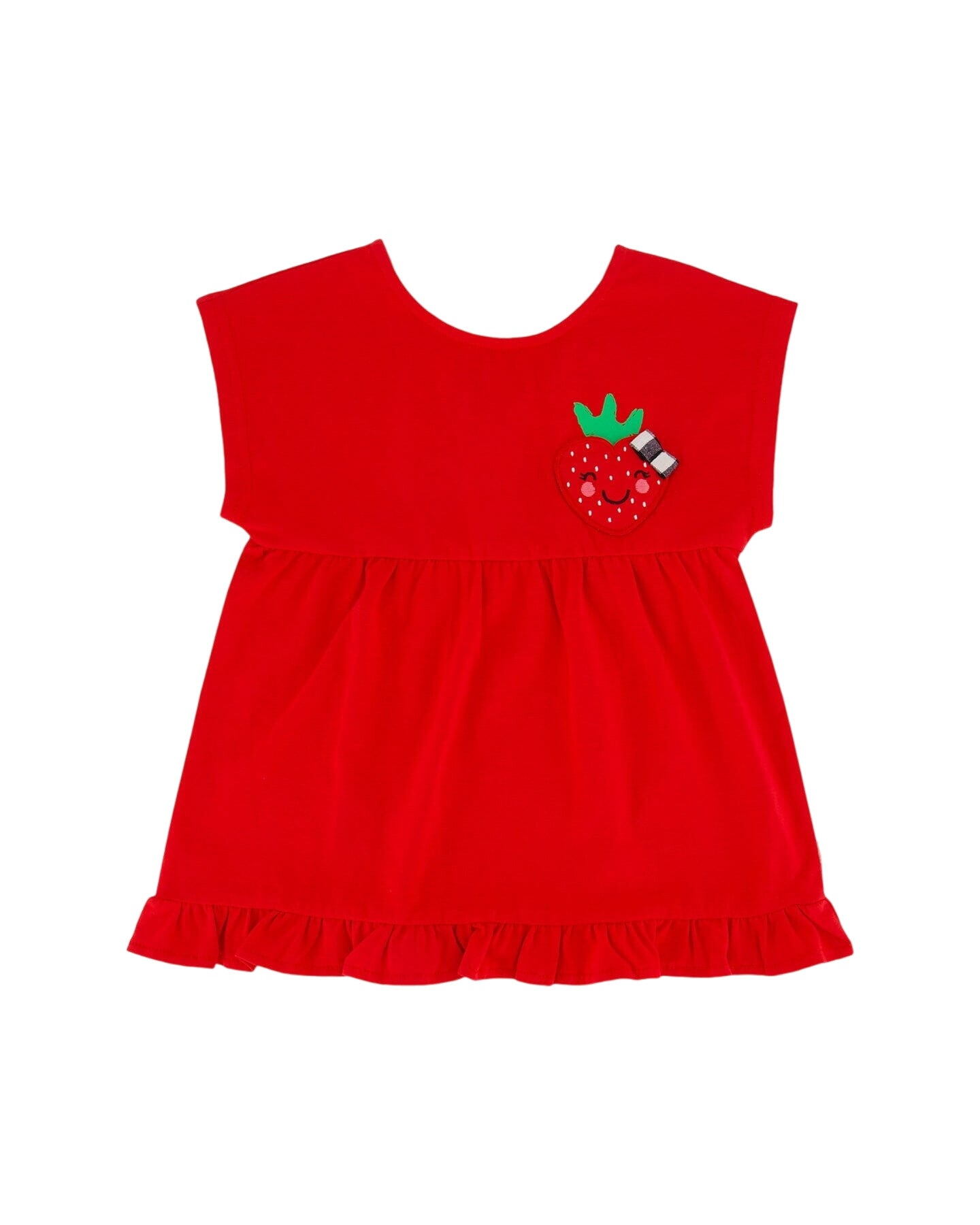 Organic Cotton Long Top With Frill True Red