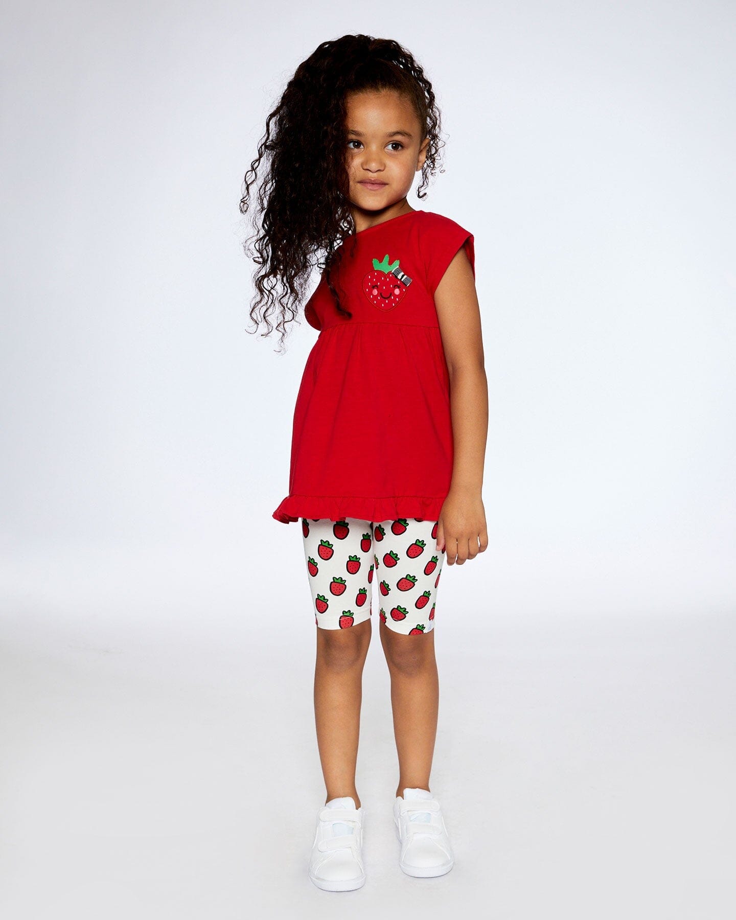 Organic Cotton Long Top With Frill True Red