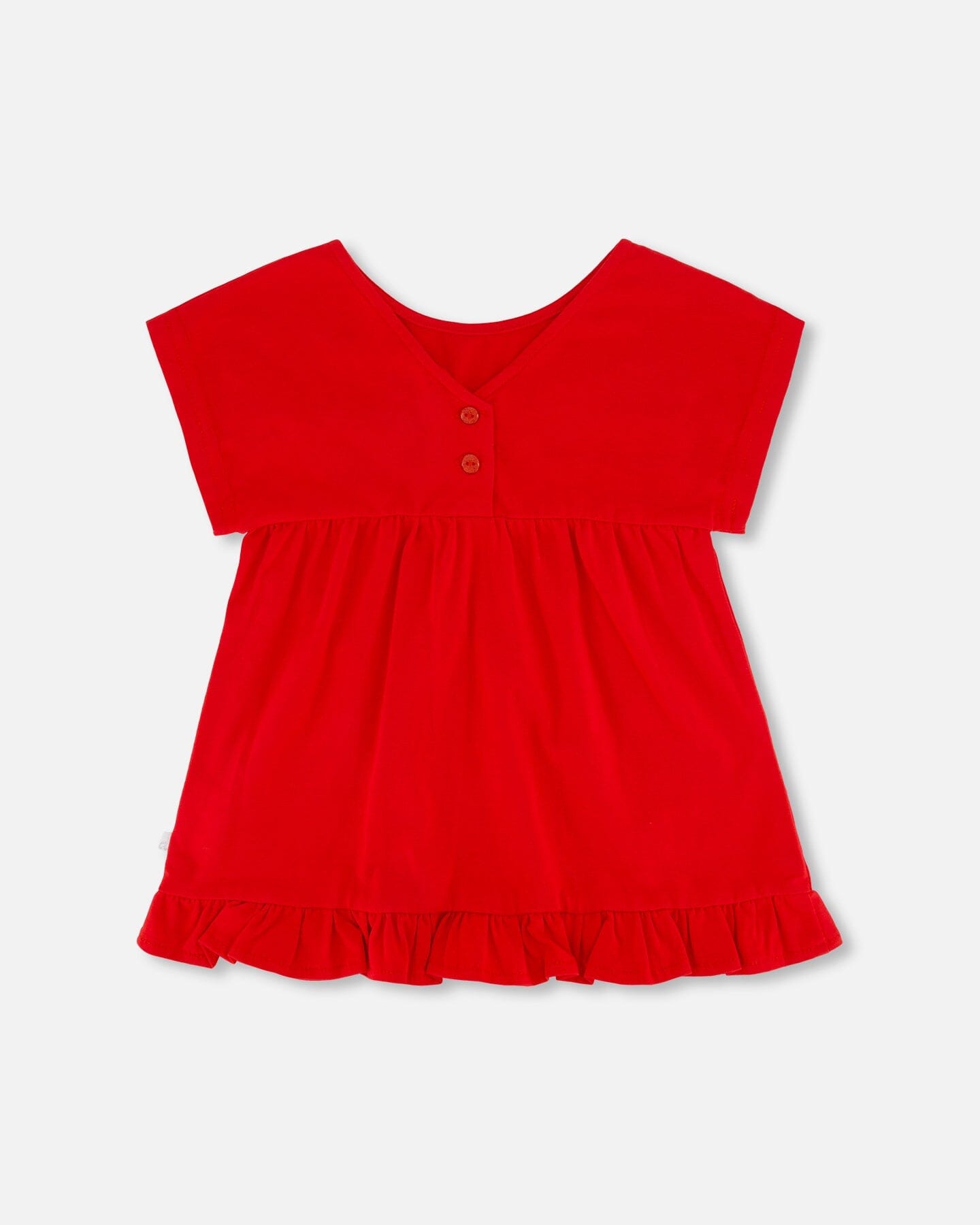 Organic Cotton Long Top With Frill True Red