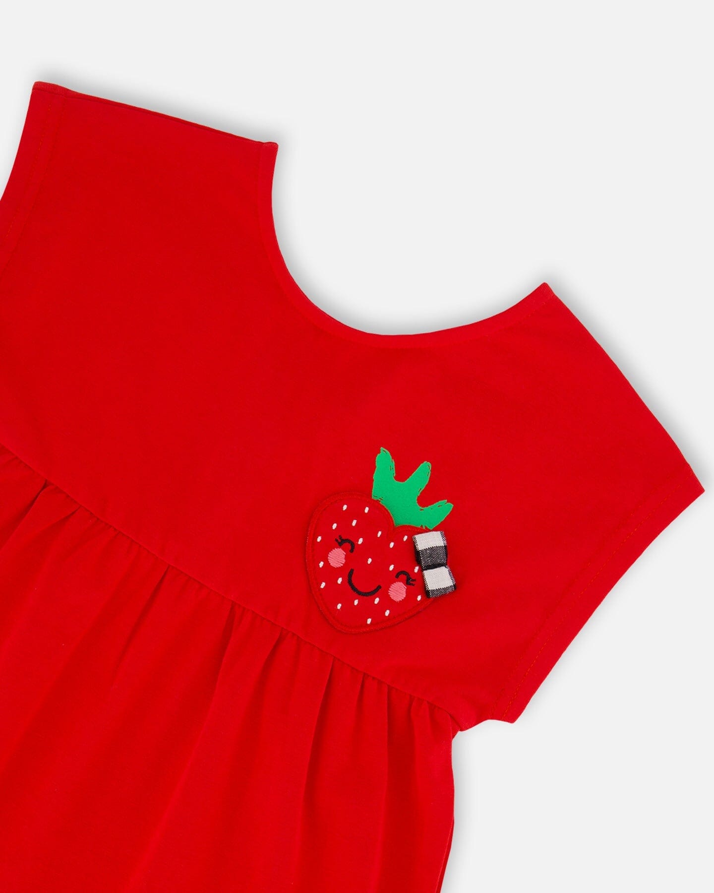 Organic Cotton Long Top With Frill True Red