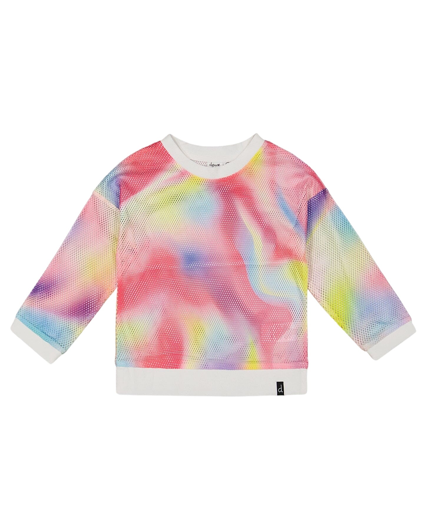 Long Sleeve Mesh Top Rainbow Print