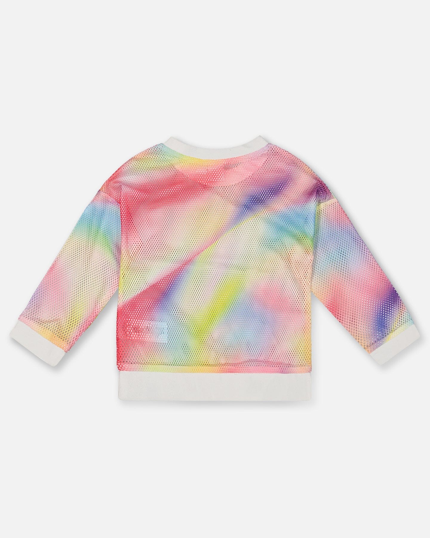 Long Sleeve Mesh Top Rainbow Print