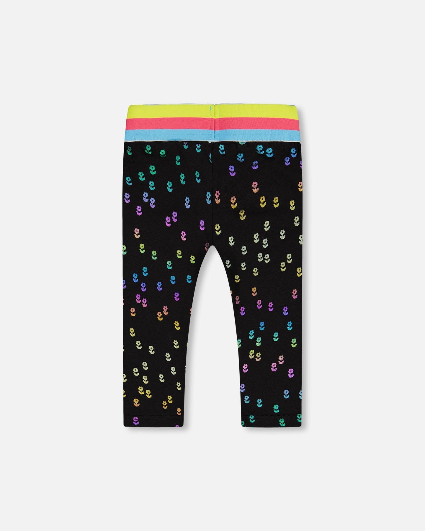 Capri Legging Black With Colored Metallic Flower Print