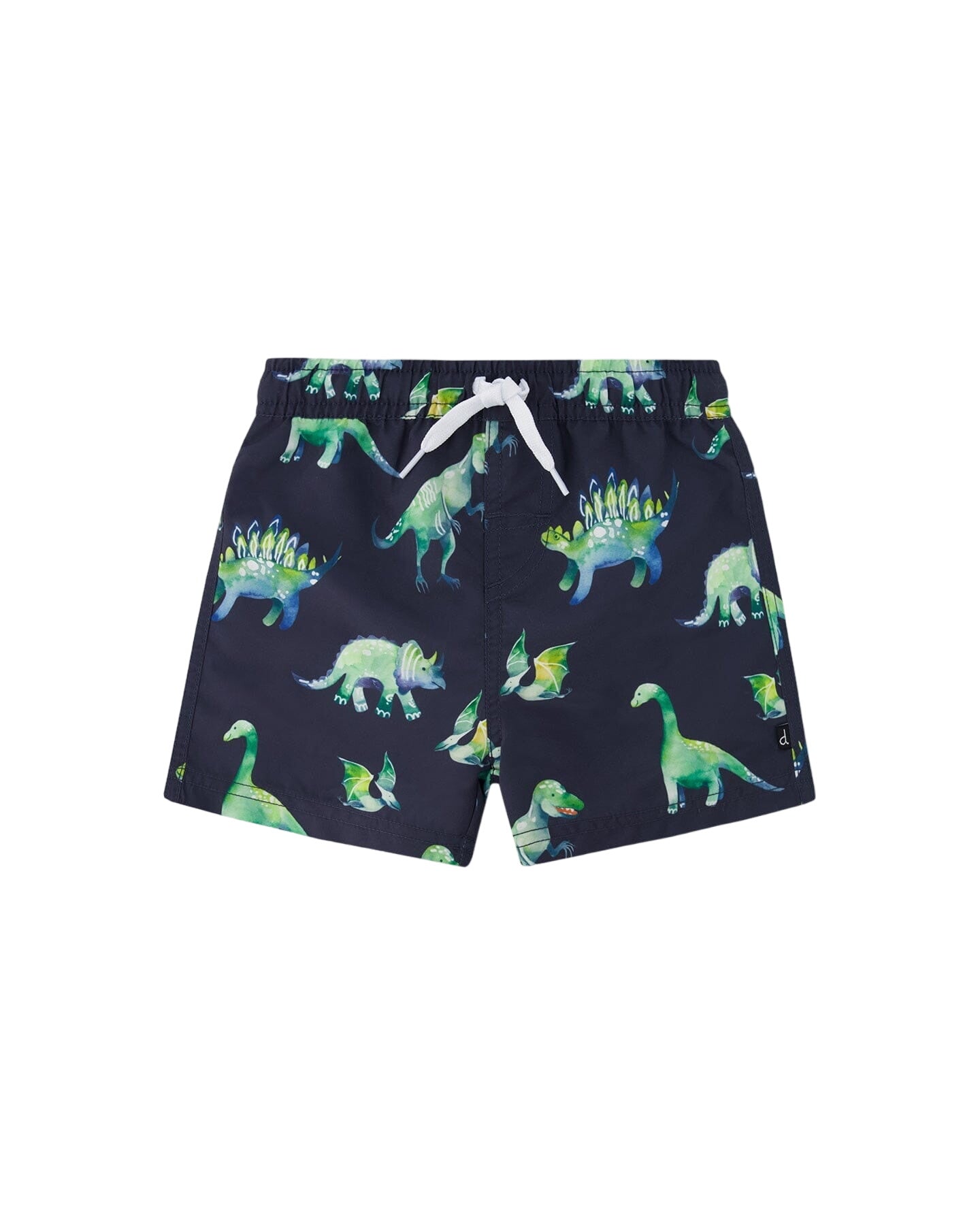 Mid-thigh Boardshort Grey Printed Dinosaurs