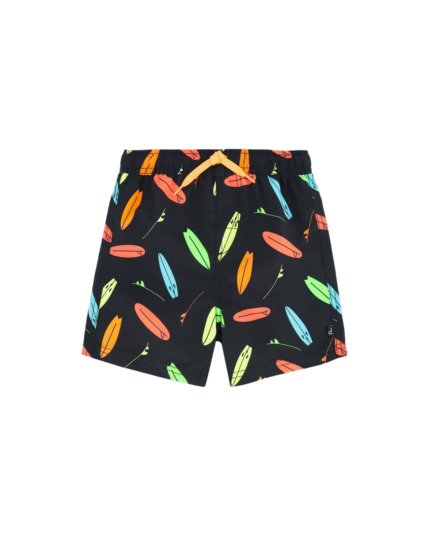 Boardshort Above The Knee Black Printed Multicolor Surf