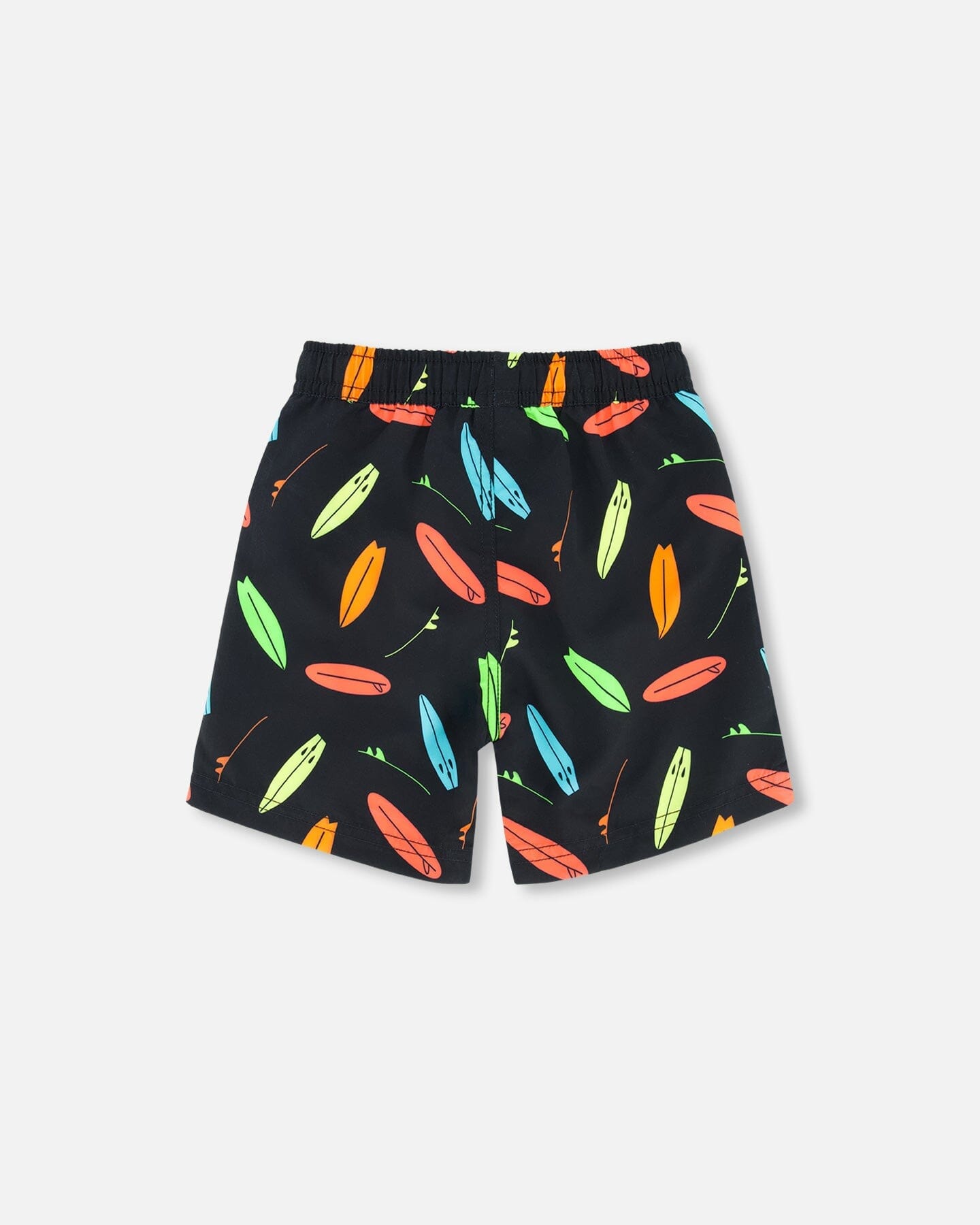 Boardshort Above The Knee Black Printed Multicolor Surf