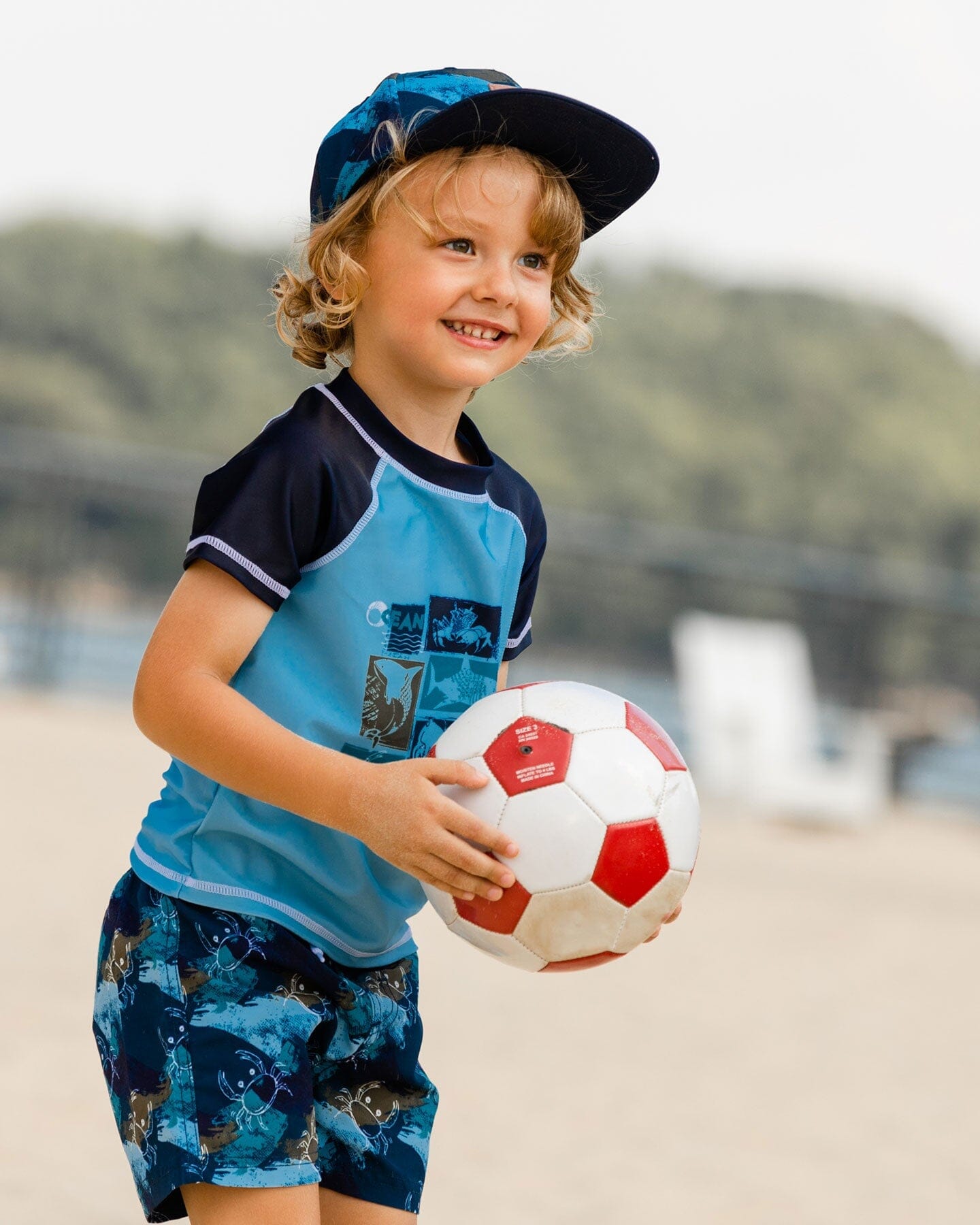 Mid-thigh Boardshort Crabs Print Navy