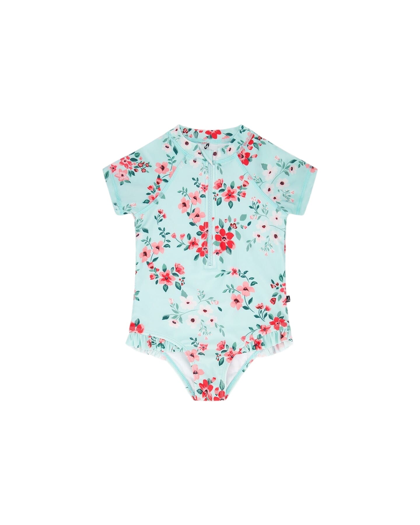 One Piece Rashguard Light Blue Flower Print