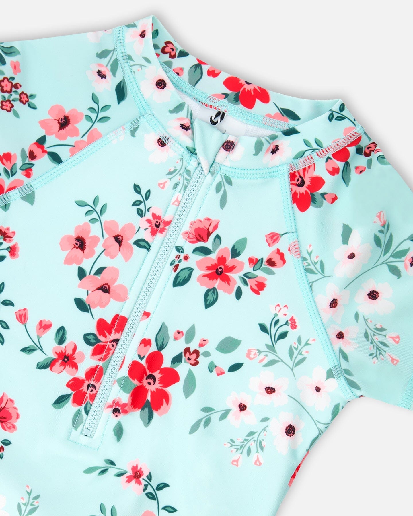 One Piece Rashguard Light Blue Flower Print