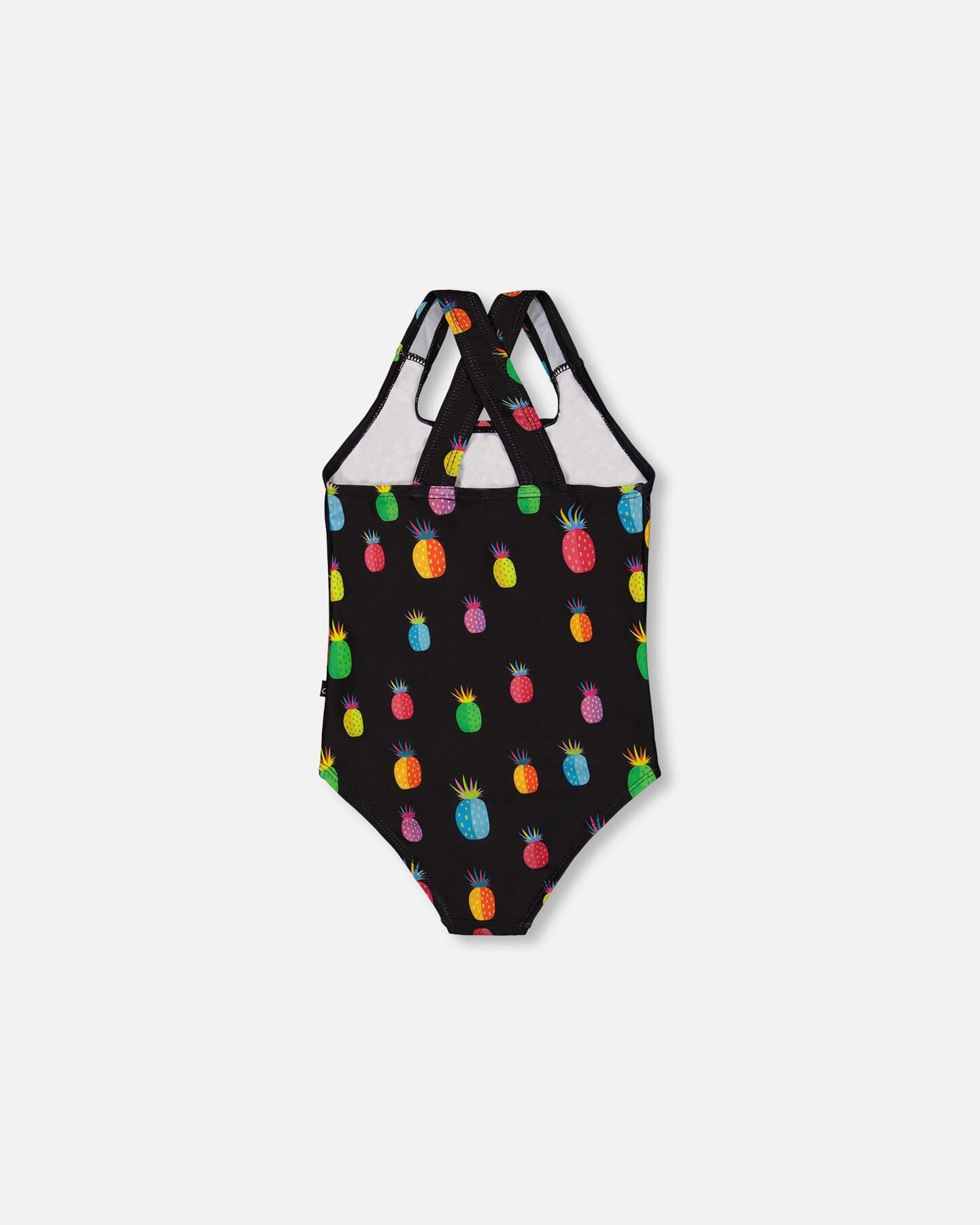 One Piece Swimsuit Black Printed Pineapples