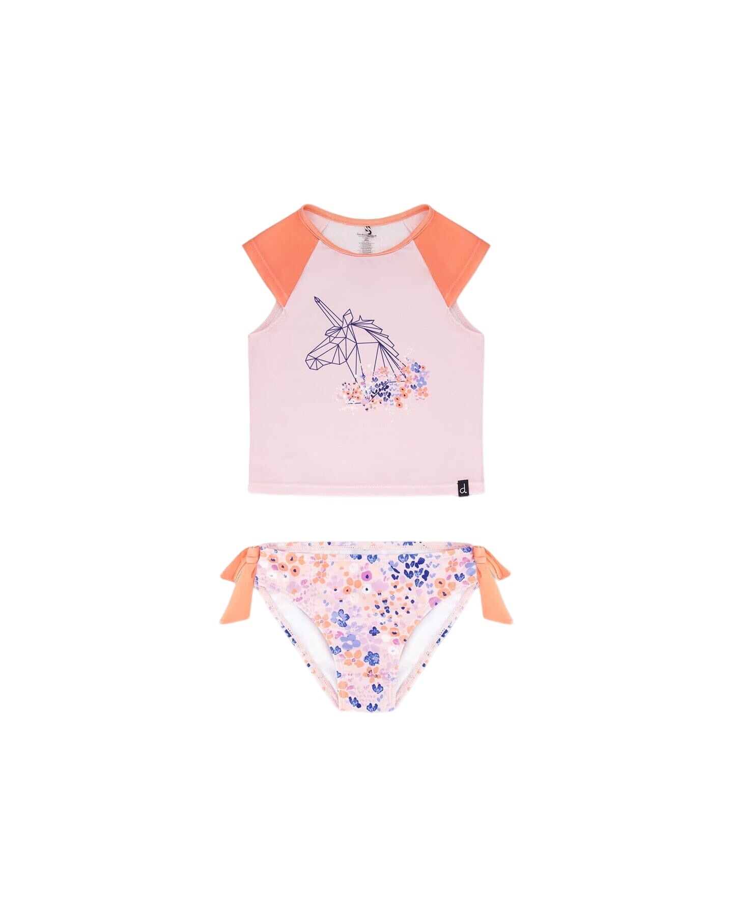 Two Piece Rashguard Swimsuit Lavender Printed Fields Flowers