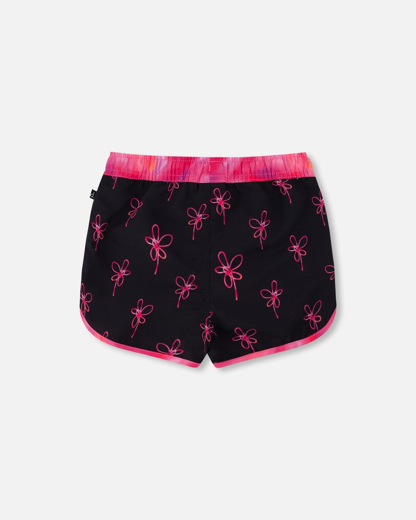 Boardshort Black Printed Swirl Flowers