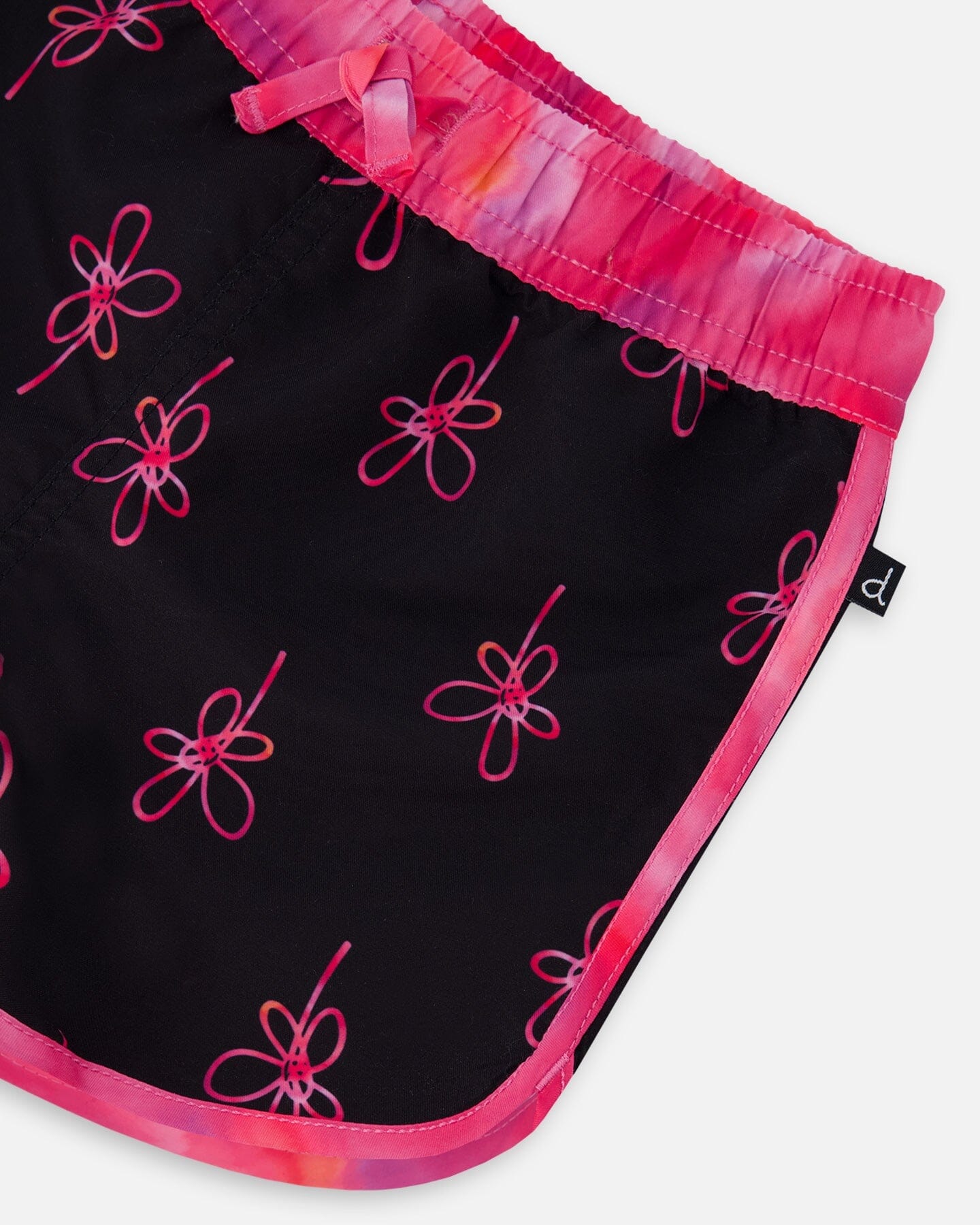 Boardshort Black Printed Swirl Flowers