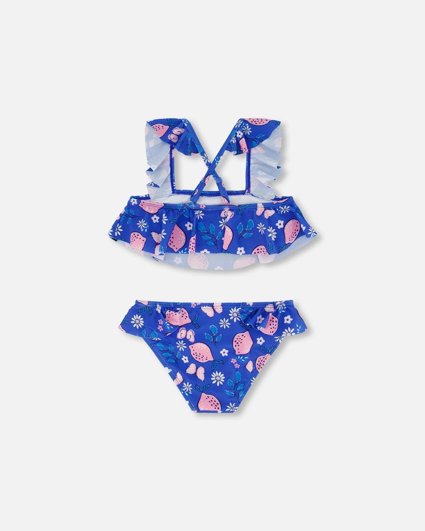 Two Piece Swimsuit Royal Blue Printed Pink Lemon