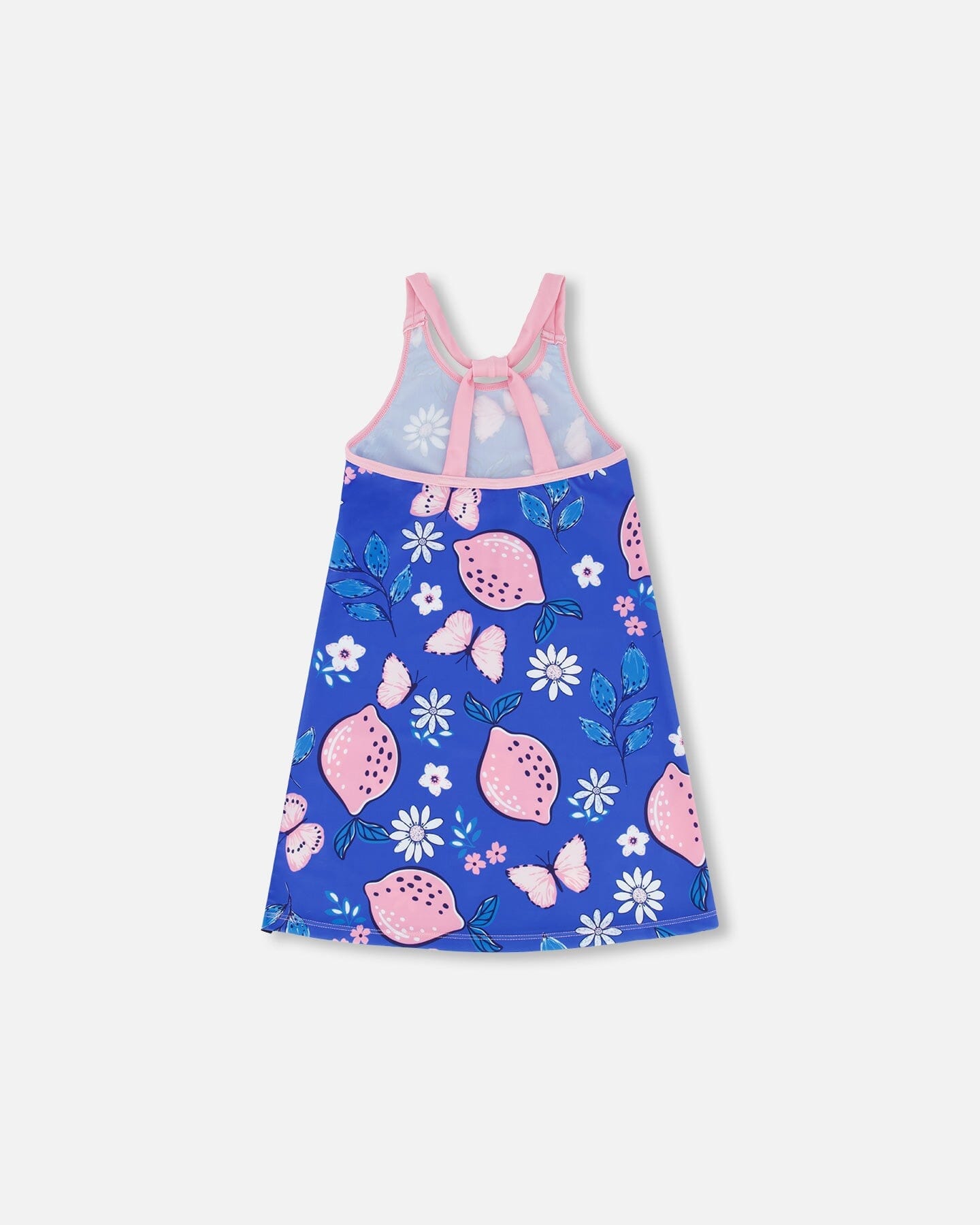 Beach Dress Royal Blue Printed Pink Lemon