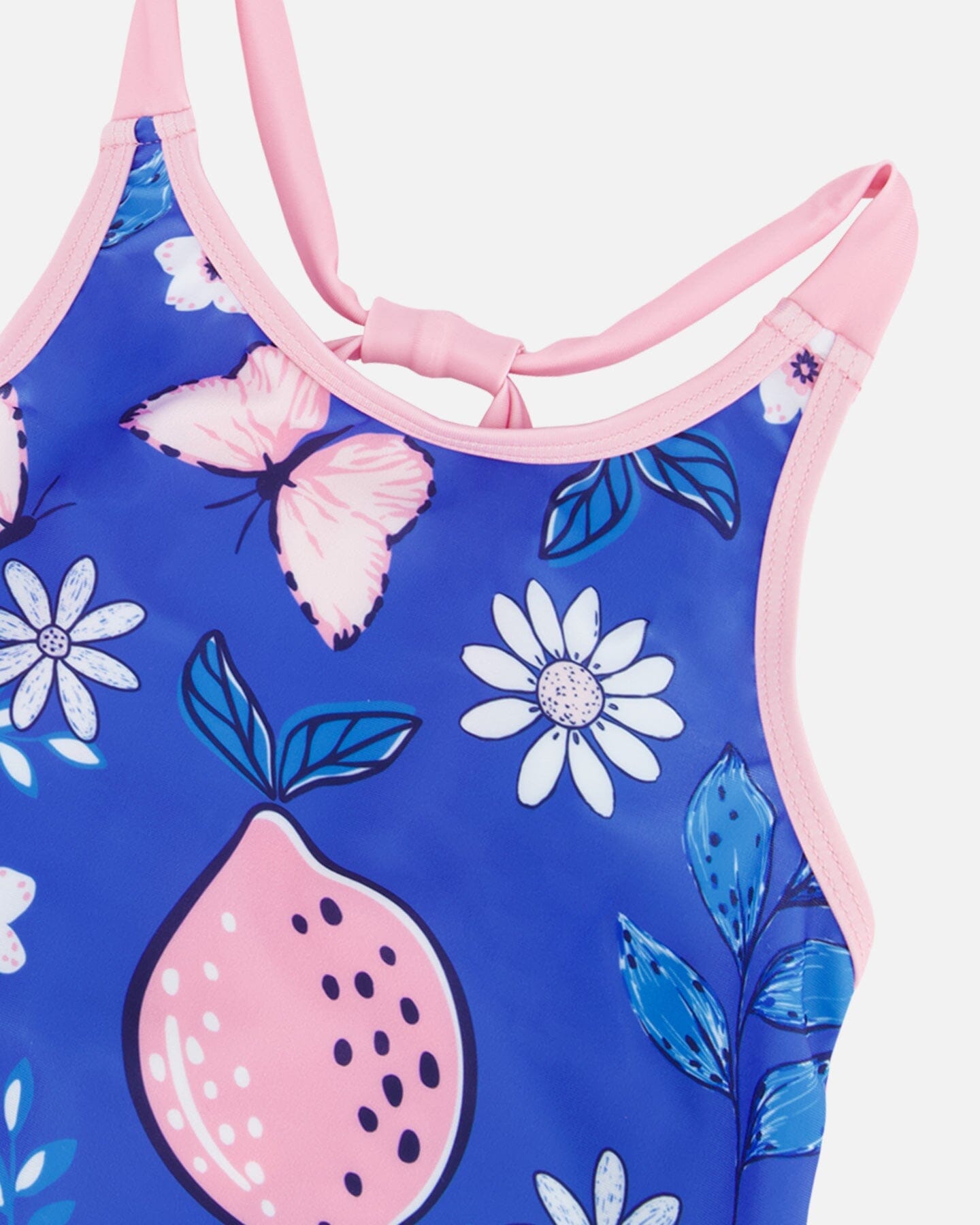 Beach Dress Royal Blue Printed Pink Lemon