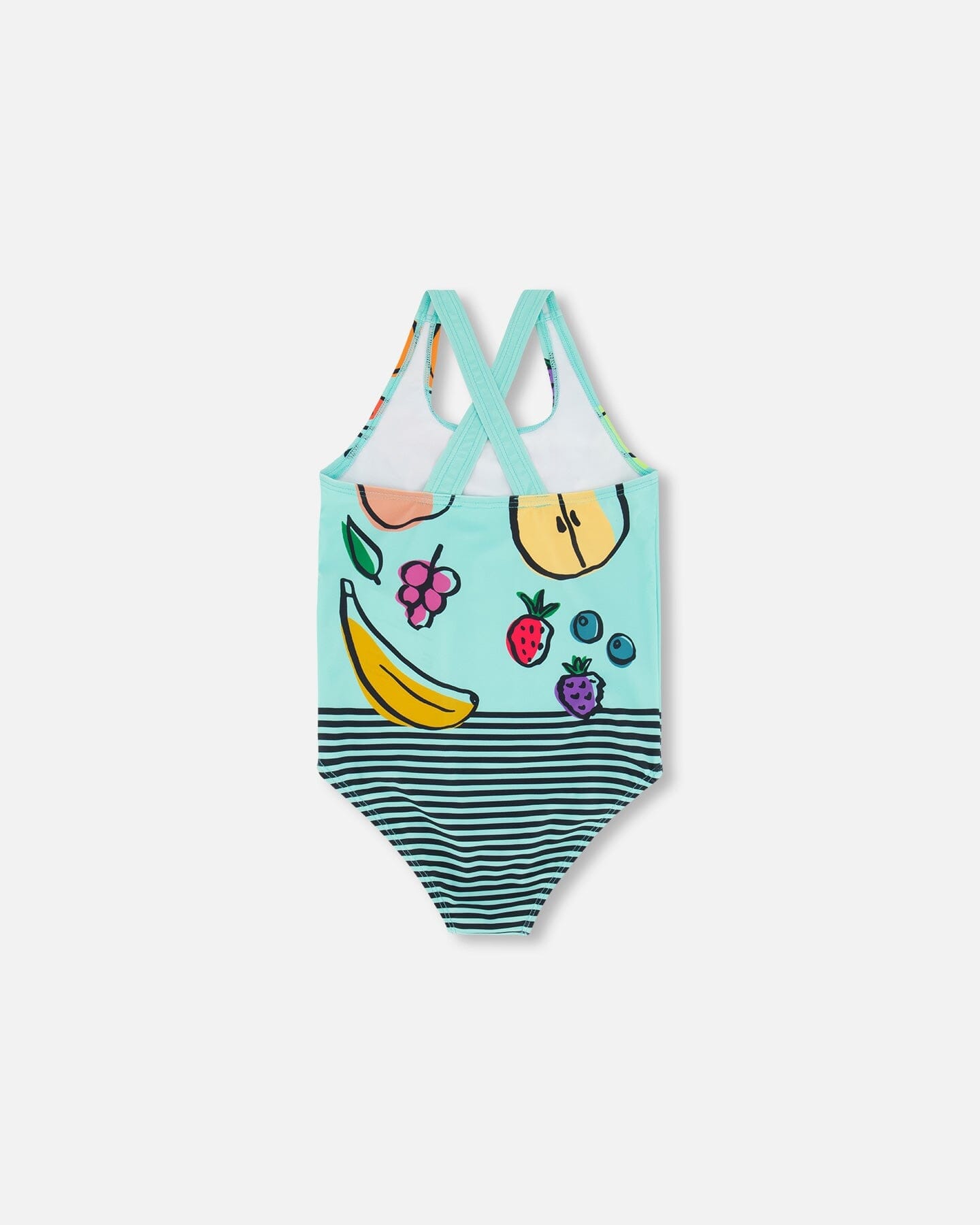 One Piece Swimsuit Baby Blue Printed Fruits